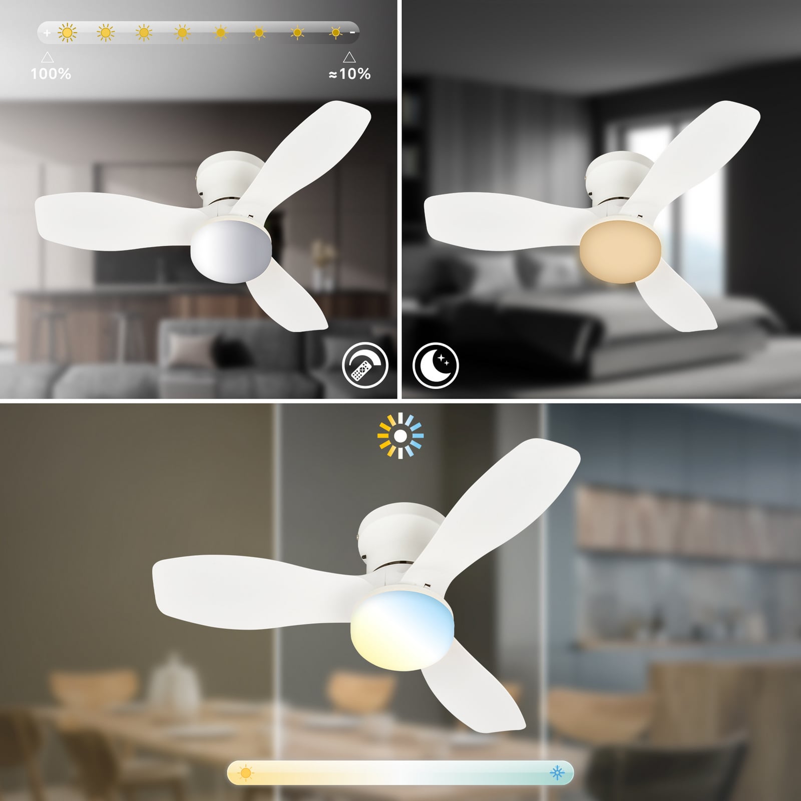 Pan LED ceiling fan, DC motor, white, Ø 60 cm, CCT Pan LED ceiling fan, DC motor, white, Ø 60 cm, CCT