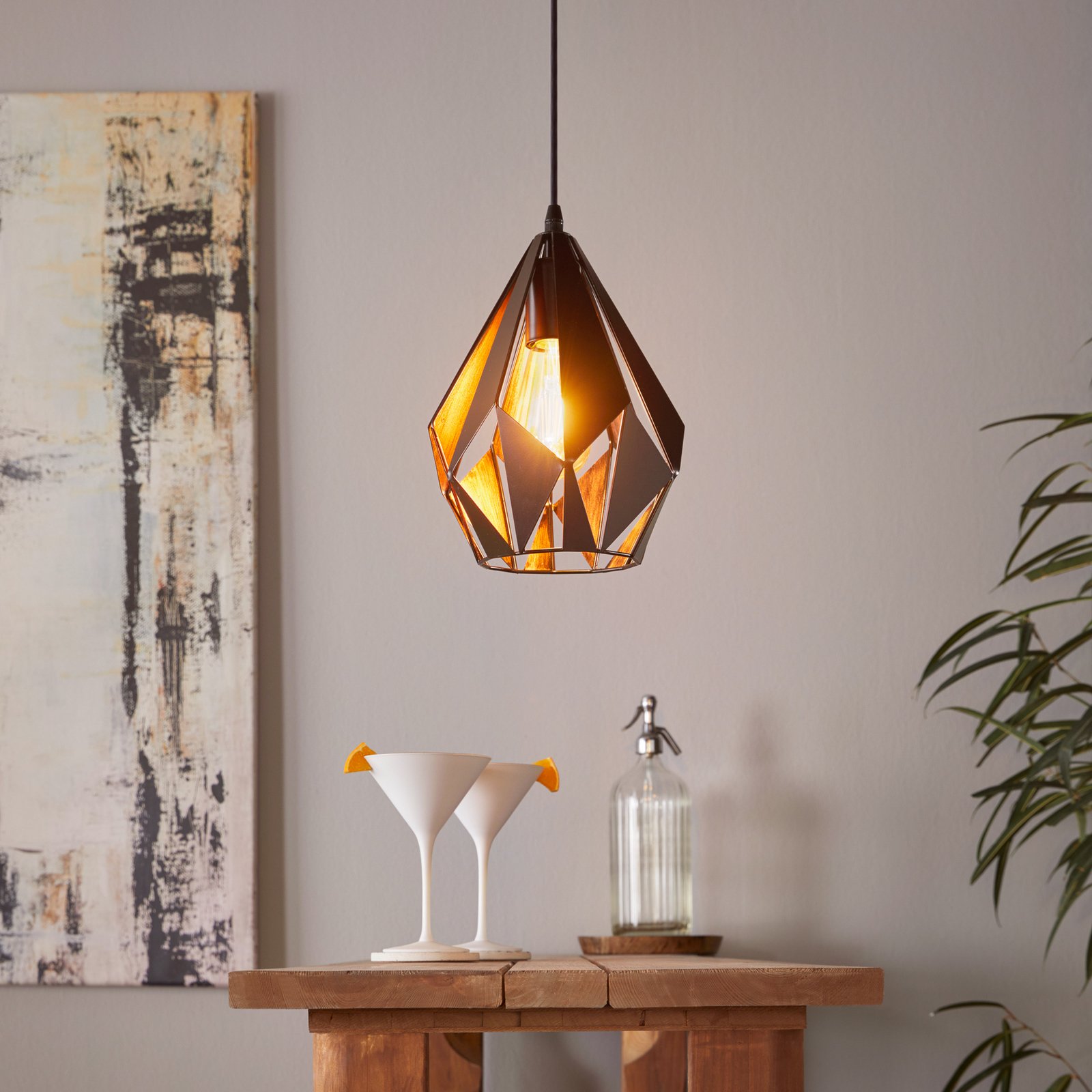 Carlton-riippuvalaisin, musta/kupari, Ø 20,5 cm