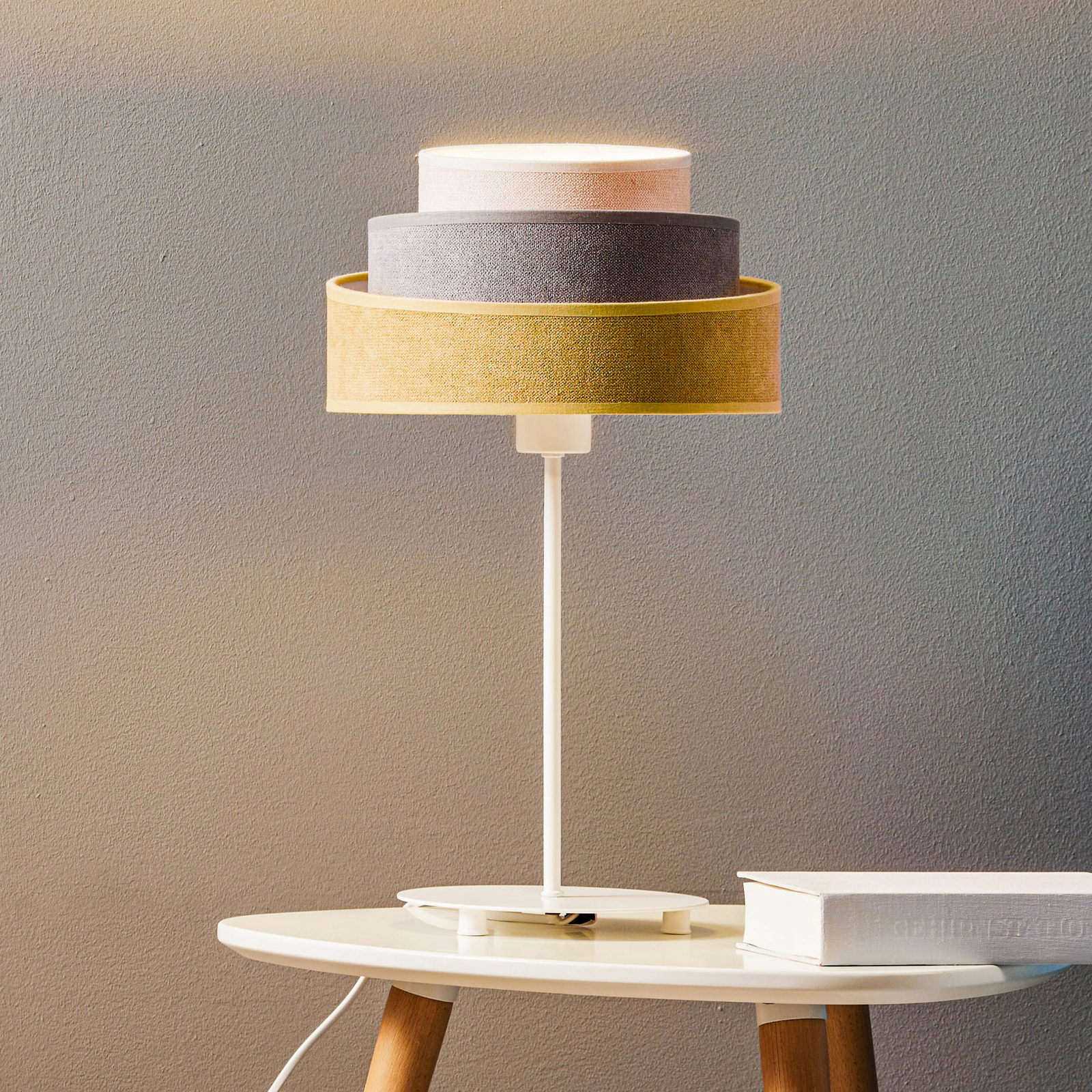 Mesa Pastell Trio amarillo/gris/gris claro H 50cm