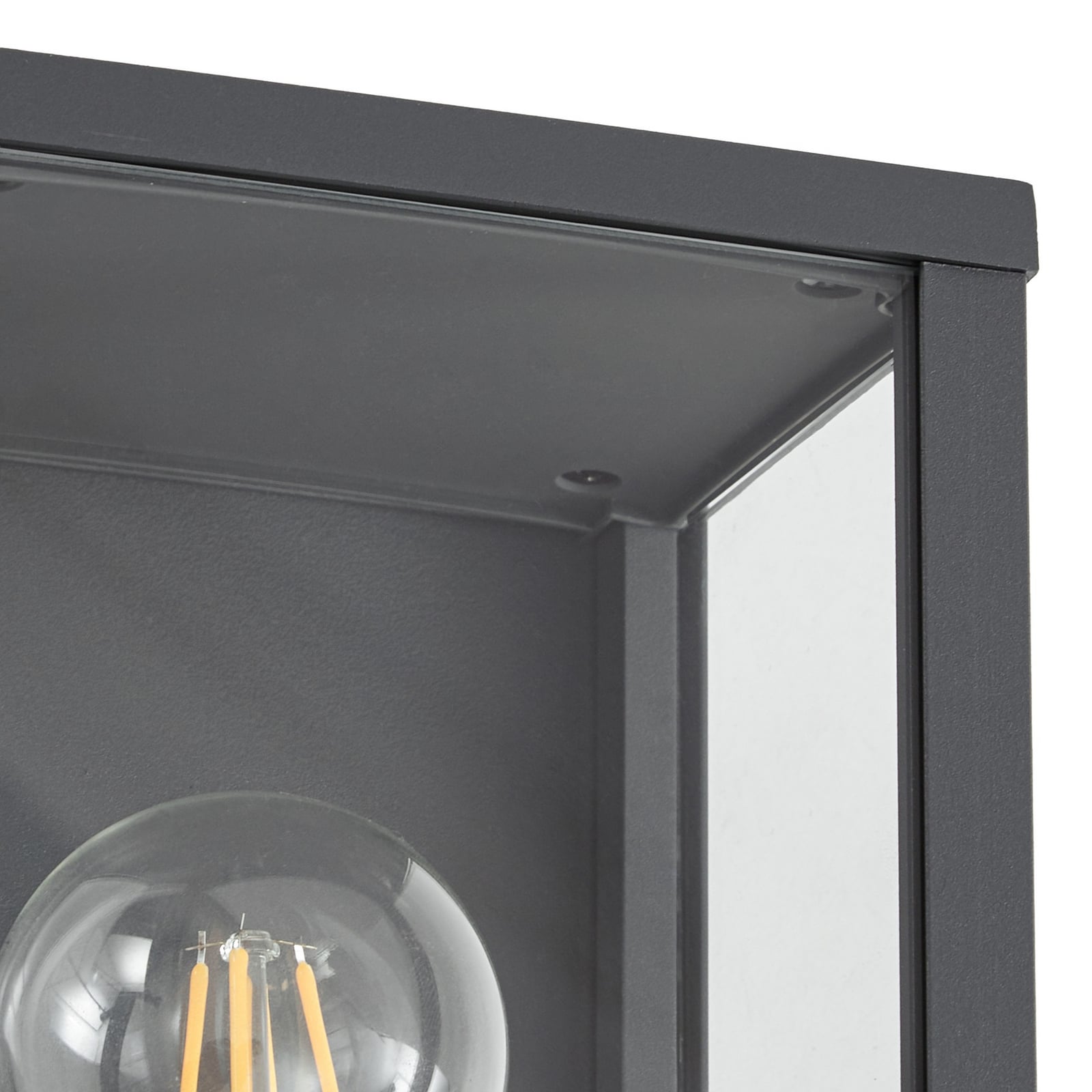 Aplique para exterior Lindby Peldar, antracita/transparente, 26 cm, sensor