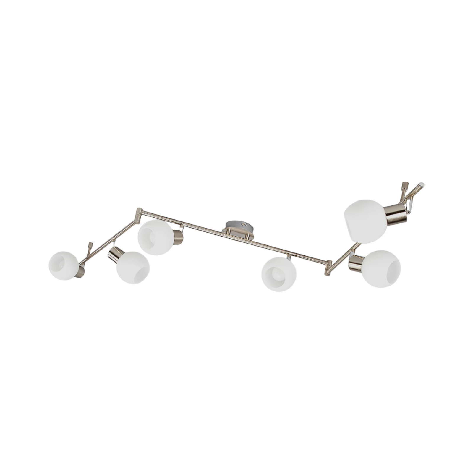 Lindby plafonnier Elaina, 180 cm, à 6 lampes, nickel, verre, E14