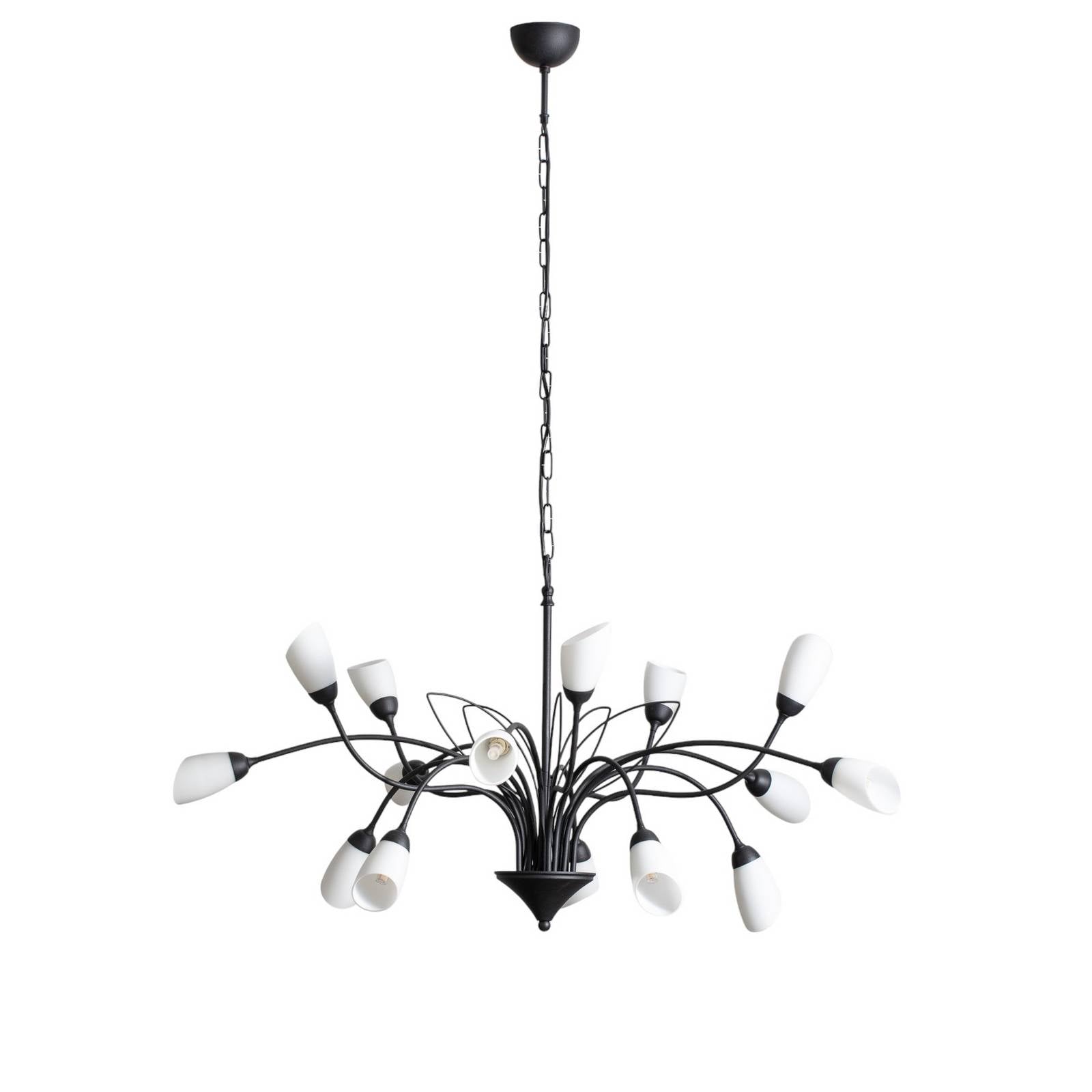 Pendelleuchte Gloriosa, Glas, schwarz, 15-flammig