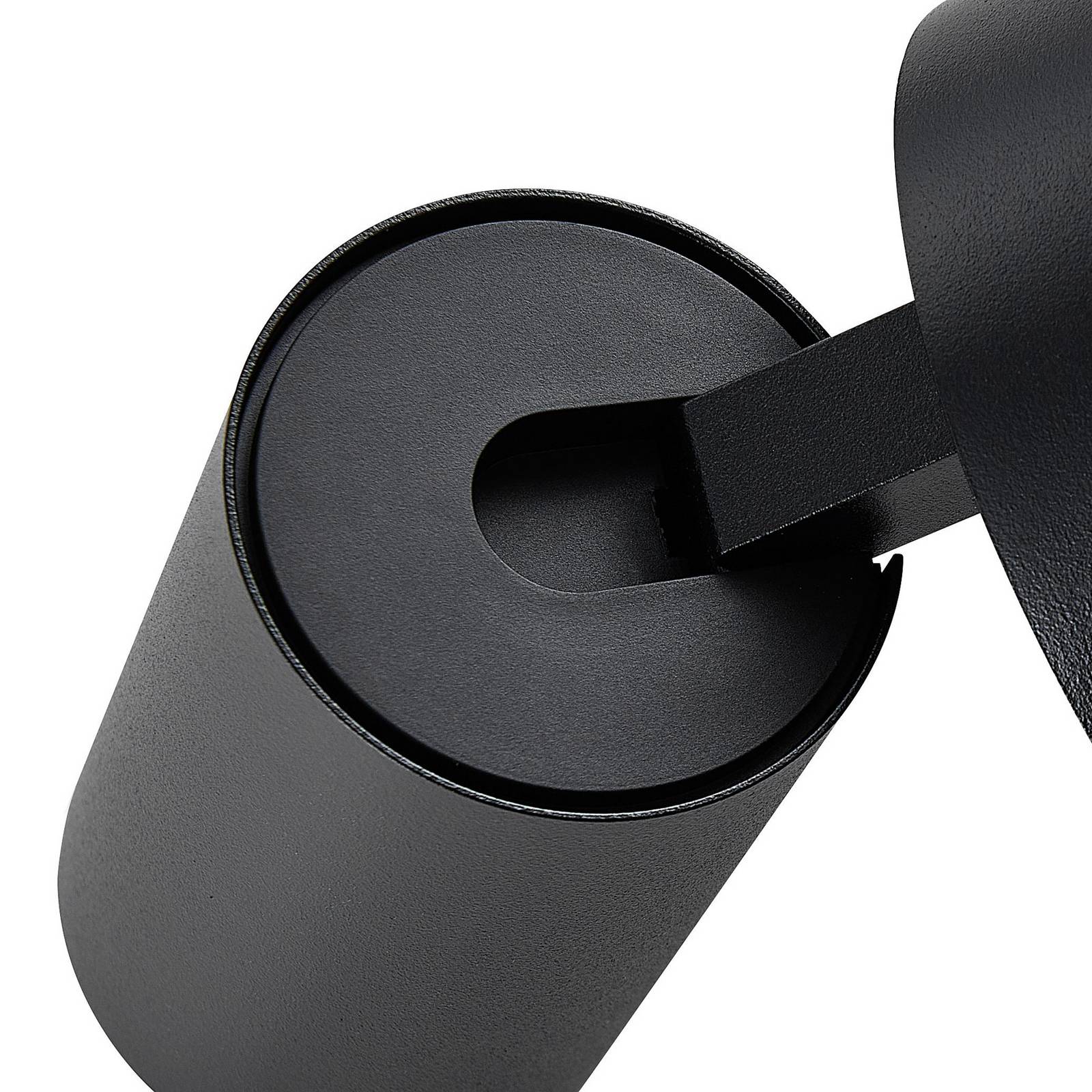 Reflektor ścienny CAN TILT, czarny, Ø 10 cm, metalowy przełącznik USB