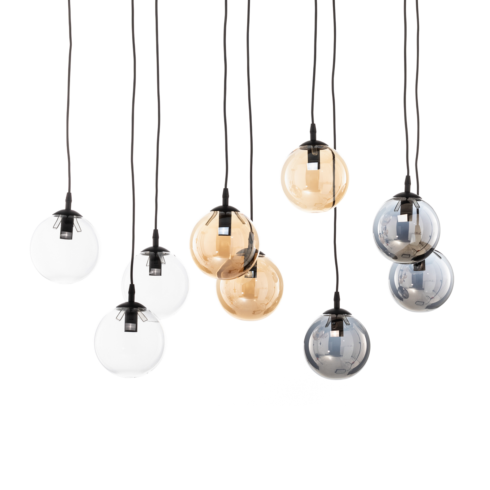 Glassy hanglamp 9-lamps recht glas driekleurig