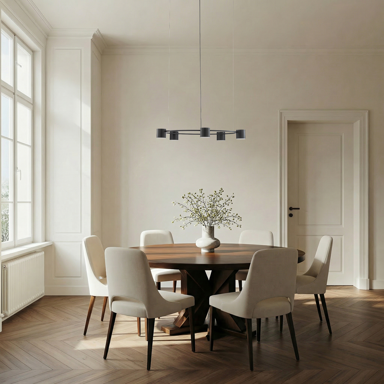 Pakabinamas šviestuvas „Kodo“, 5 lempų, juodas, plienas, GX53