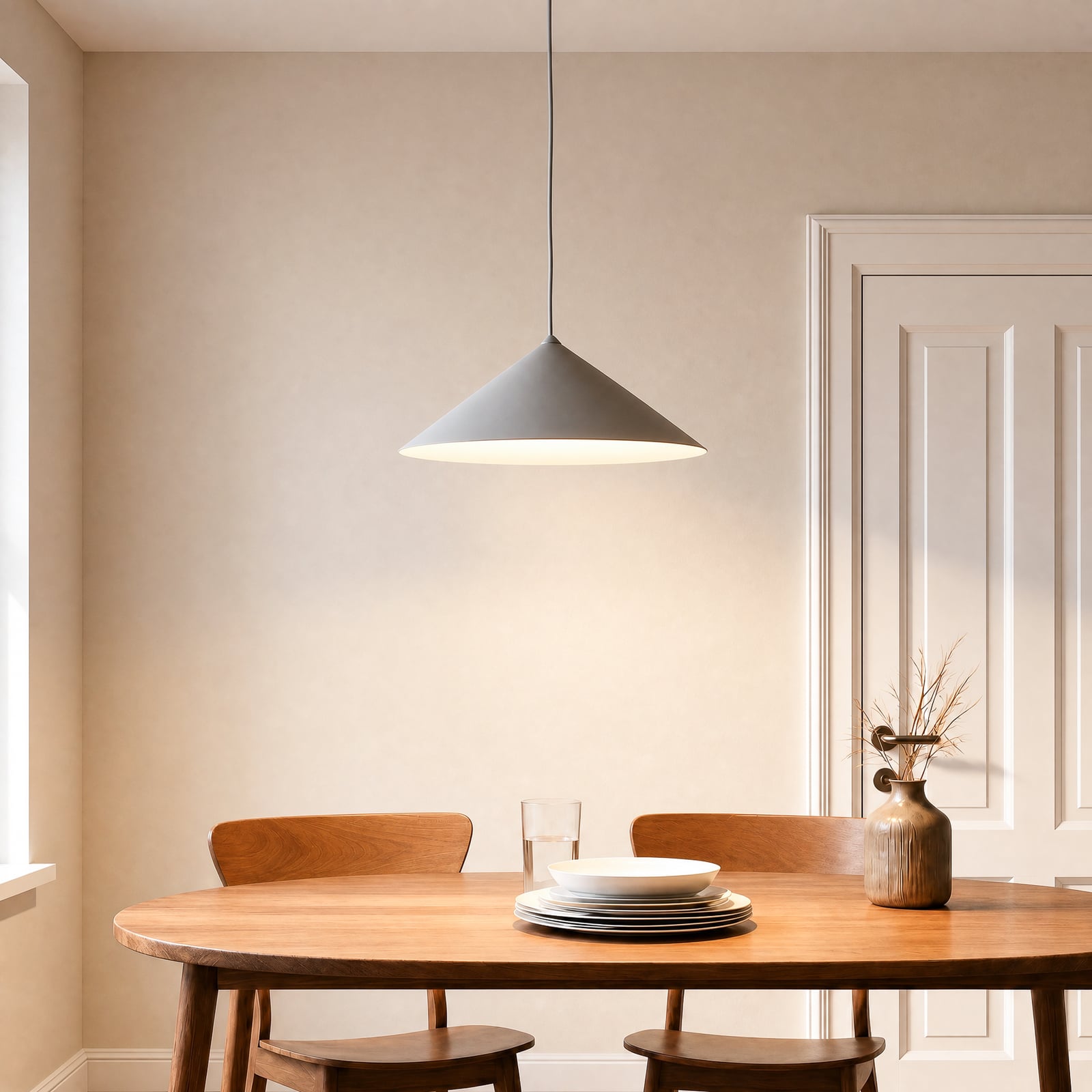 Suspension Lume L, gris-beige, métal, Ø 40 cm, GX53