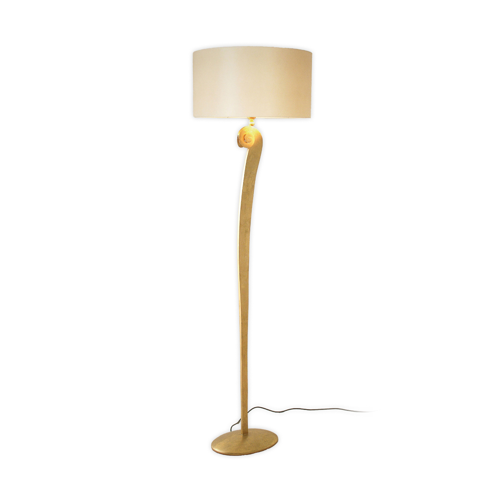 Lino vloerlamp, goudkleurig/ecru, hoogte 160 cm, ijzer