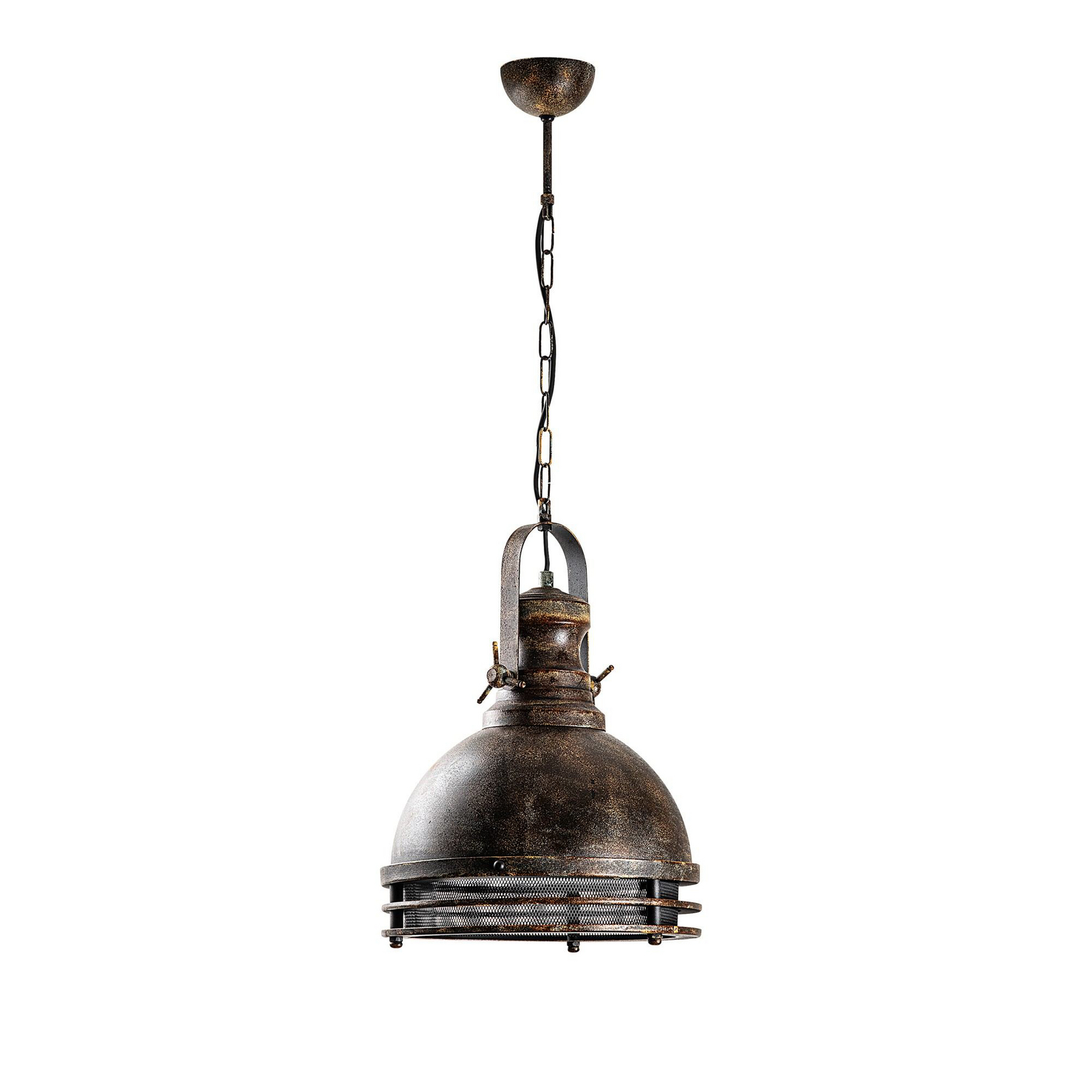 Żyrandol Saglam, 1-punktowy, postarzany mosiądz, Ø 30 cm, metal