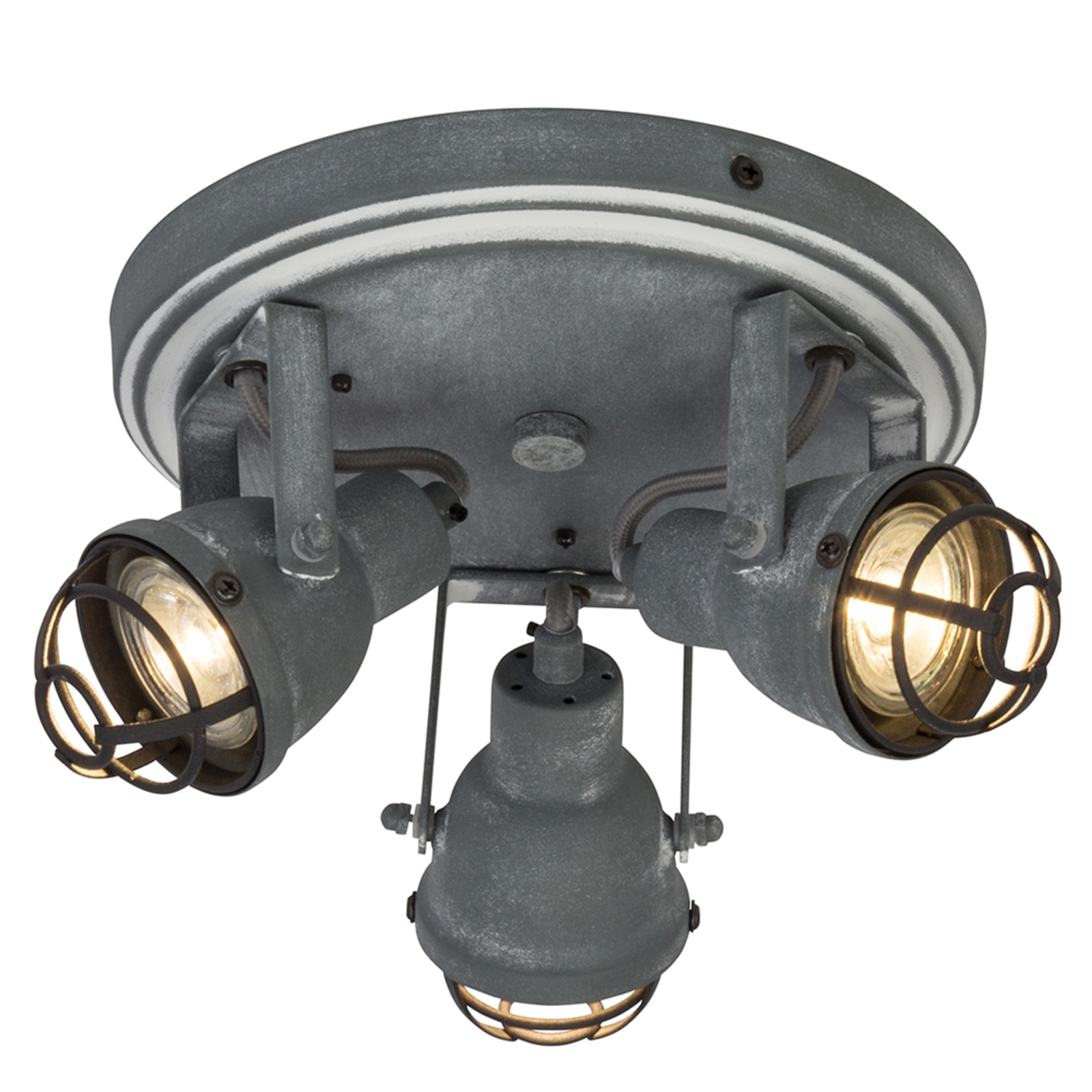 Brilliant 3-bulb industrial LED ceiling lamp Bente, for Living / Dining Room, metal, GU10, 4 W, energy efficiency: A+, H: 13.5 cm