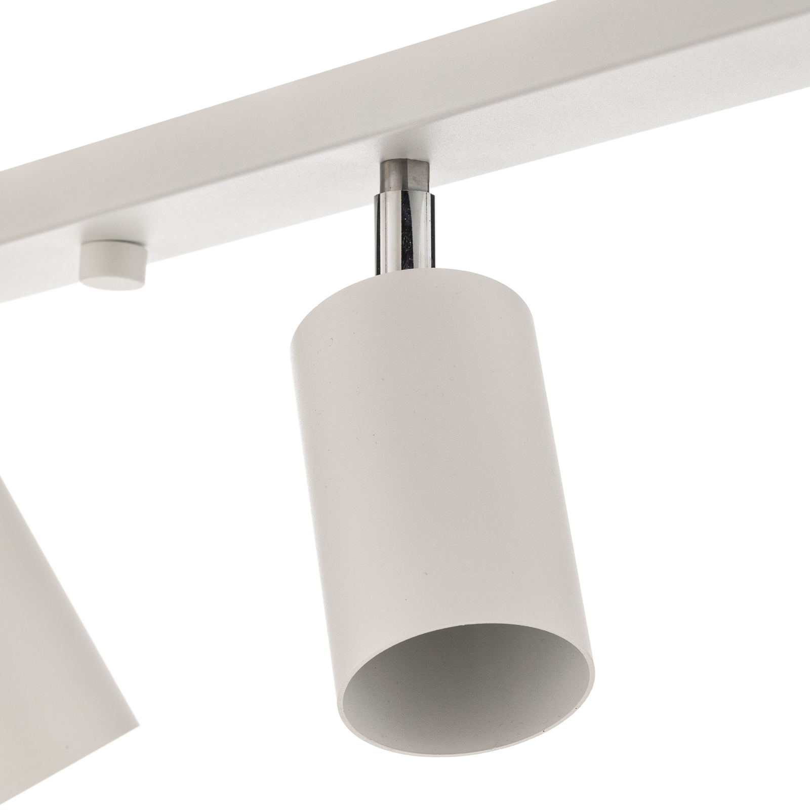 Round ceiling spotlight, white, six-bulb linear