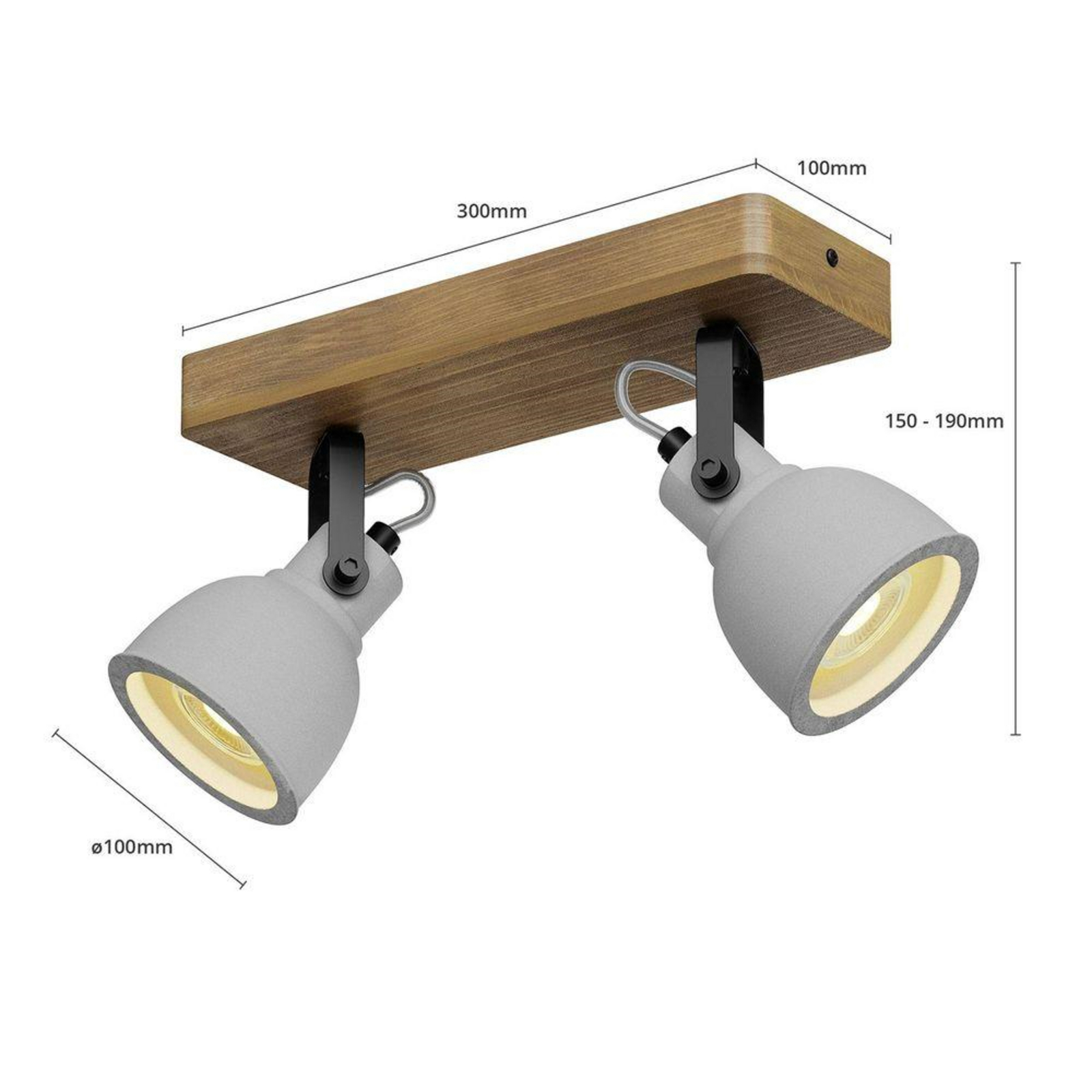 Mirka 2 Kattovalaisin Grey/Dark Wood - Lindby