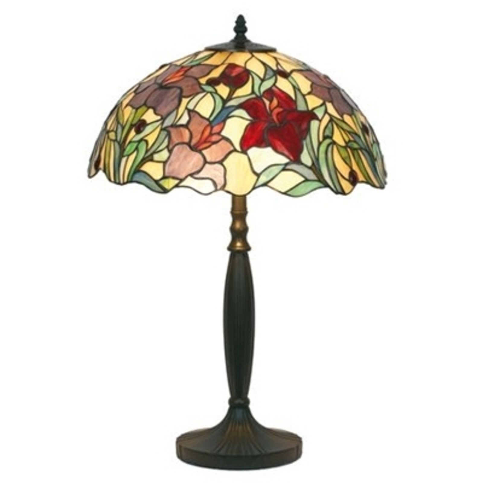 Blommig bordslampa ATHINA, handgjord 62 cm