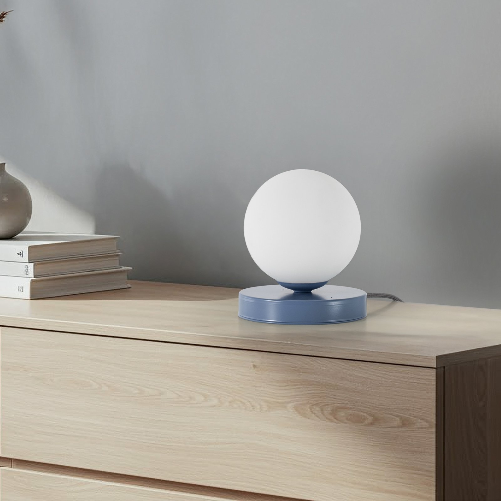 Επιτραπέζιο φωτιστικό Joel, ύψος 17 cm, μπλε/λευκό Επιτραπέζιο φωτιστικό Joel, ύψος 17 cm, μπλε/λευκό