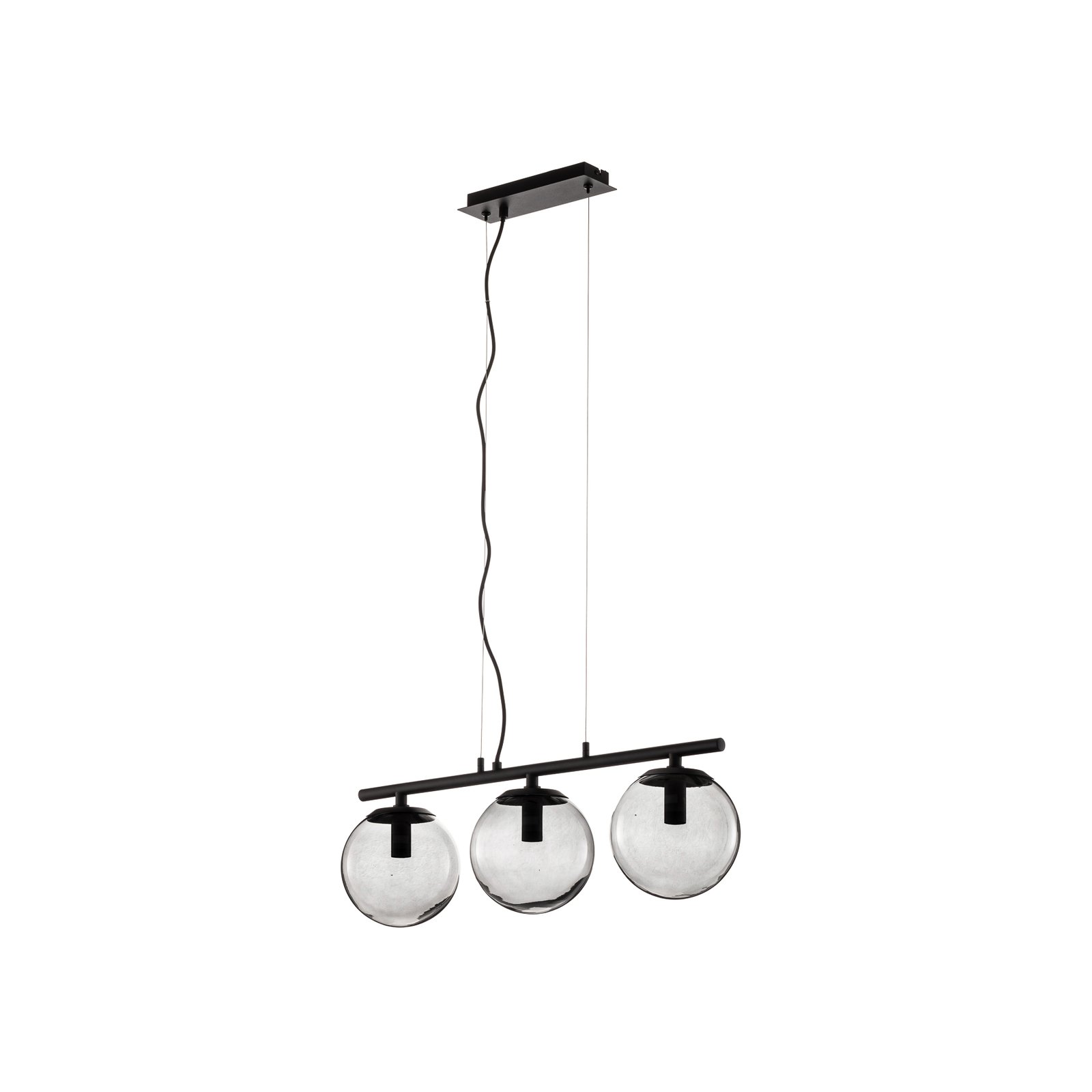 Hanglamp Lucande Sotiana, 3-lamps, lang, zwart