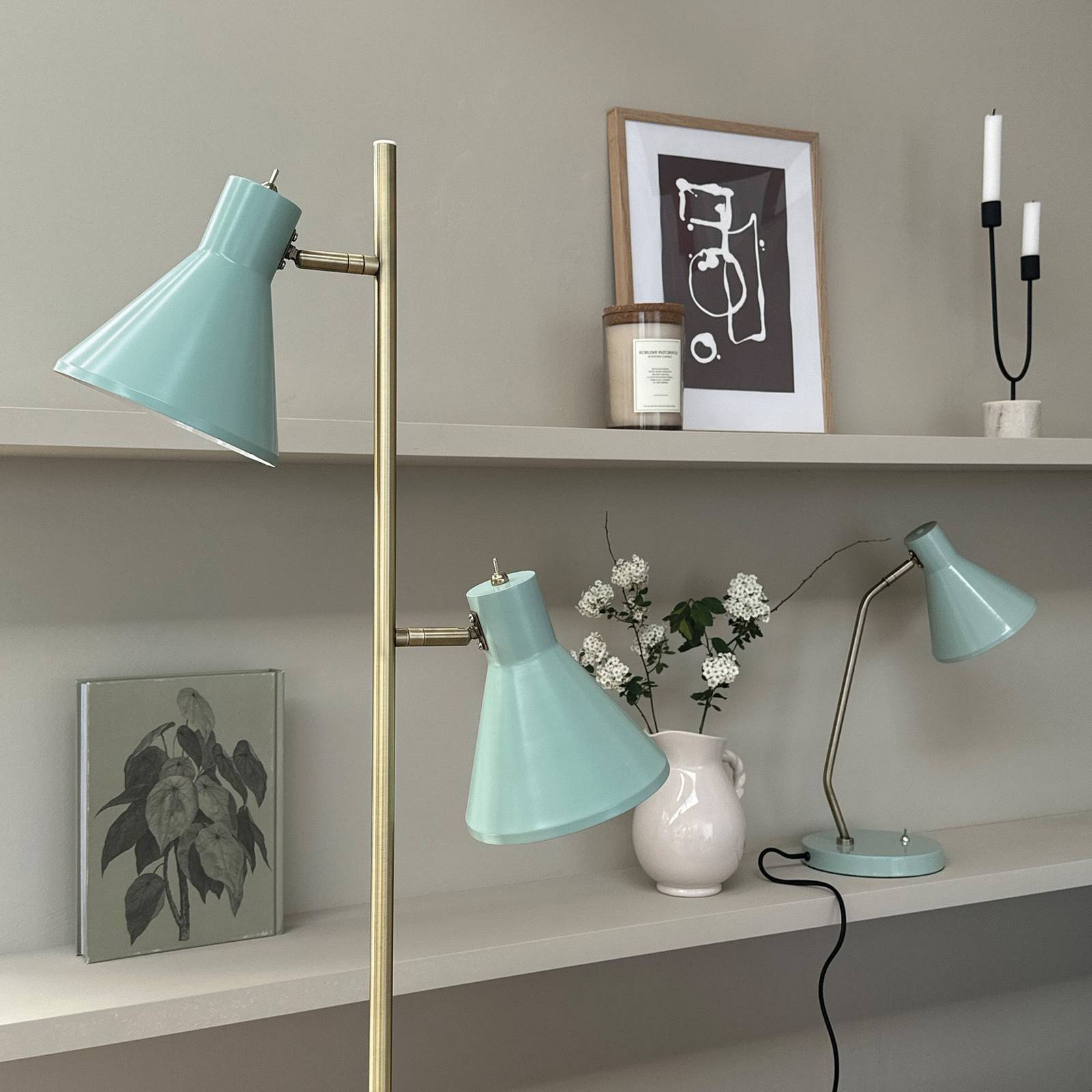 Lampa podłogowa Dyberg Larsen Sleep, miętowa zieleń, wysokość 165 cm, stal