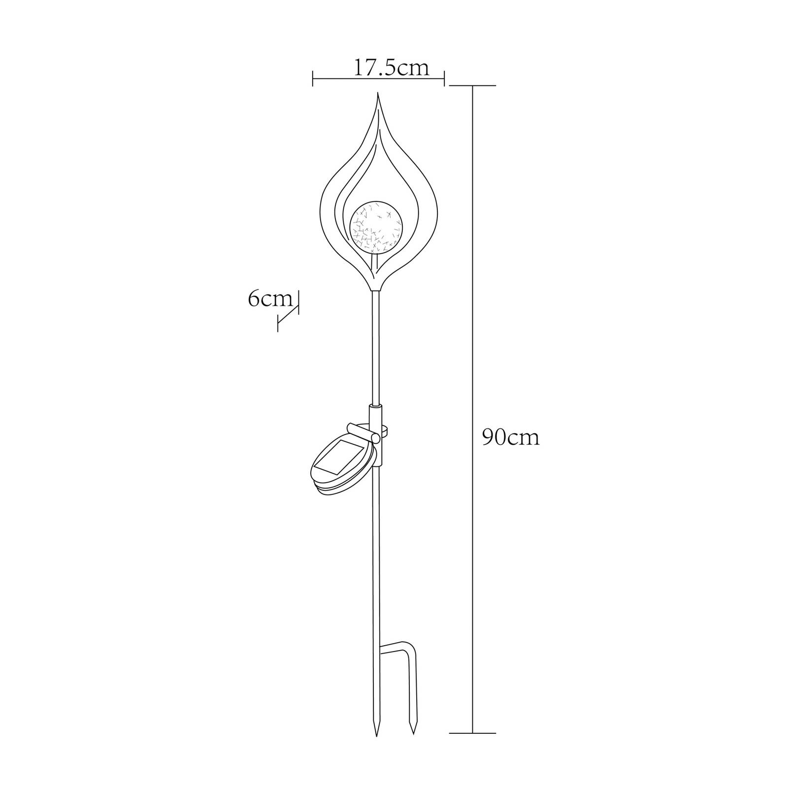 Lampa solarna LED 33467, szpikulec do ziemi, kolor brązowy, metal, szkło