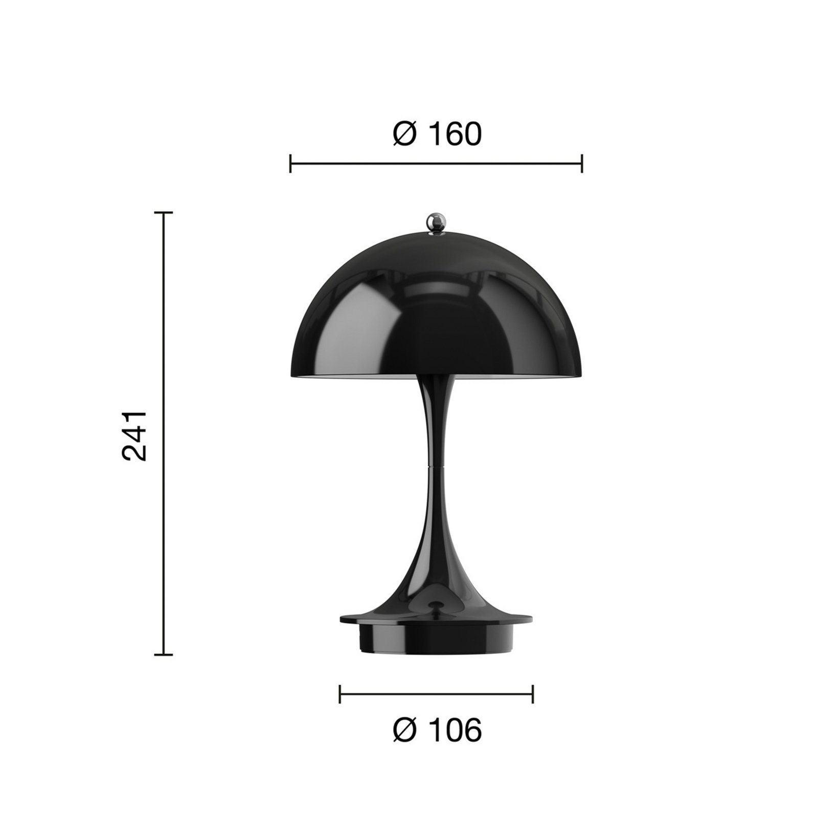 Panthella 160 Portable Table Lamp V3 Opaque Black - Louis Poulsen