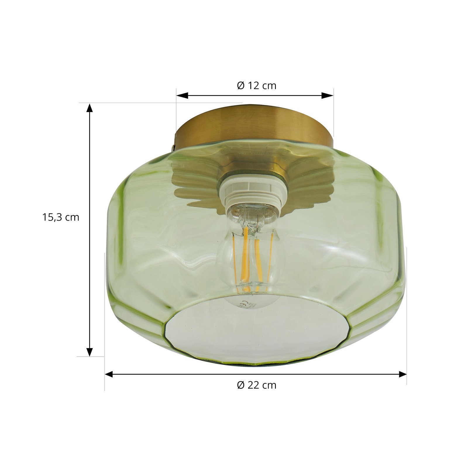 Hildur Deckenleuchte Ø 22 cm grün Glas - Lindby