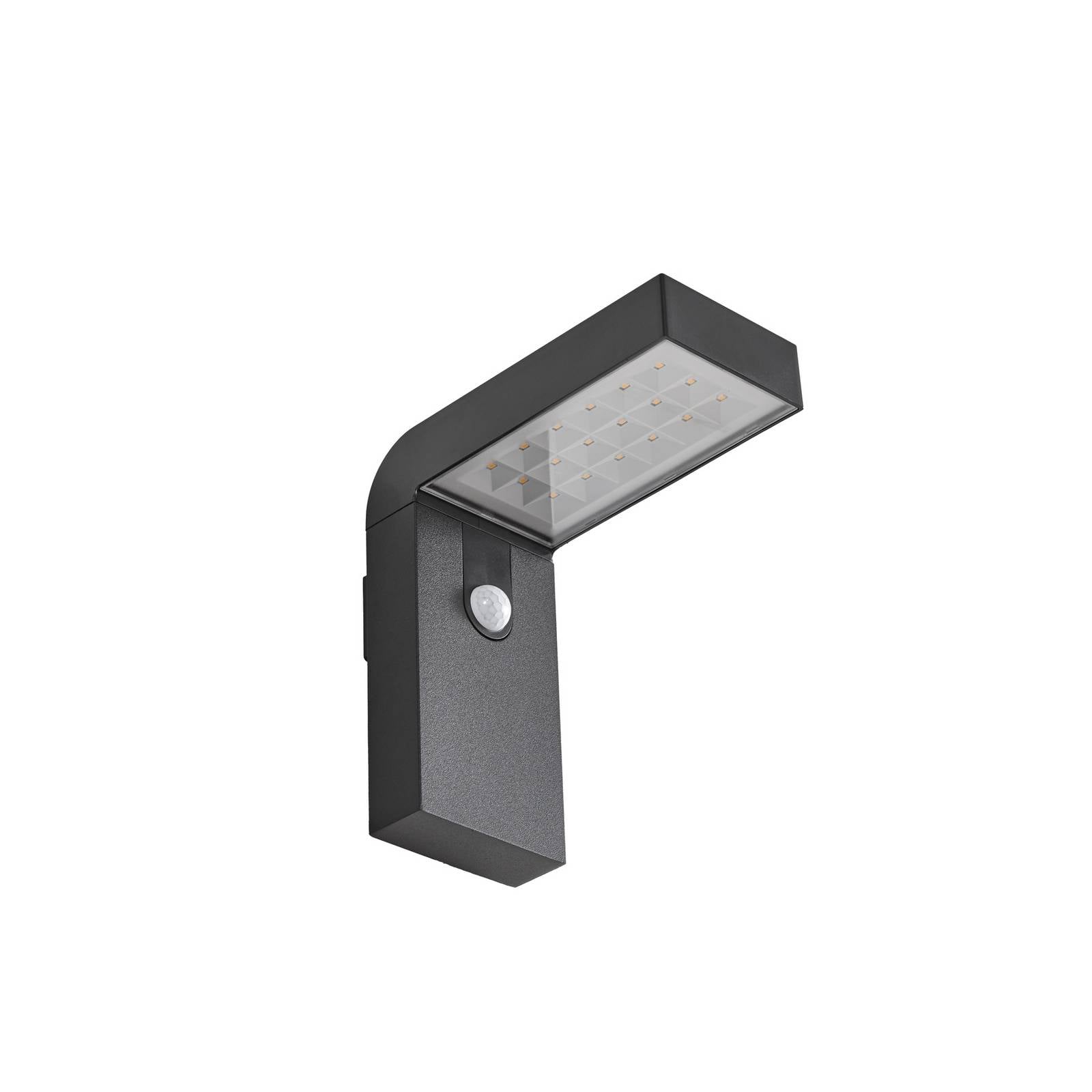 Prios LED-Solar-Wandleuchte Aurino, schwarz, Sensor, IP44