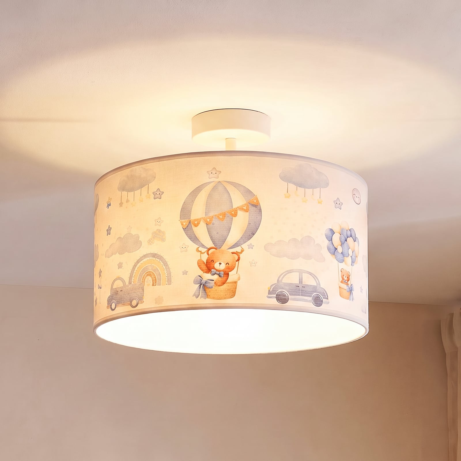 Plafonnier Kids Print bleu clair/blanc Ø 35 cm, en tissu - Duolla Plafonnier Kids Print bleu clair/blanc Ø 35 cm, en tissu - Duolla
