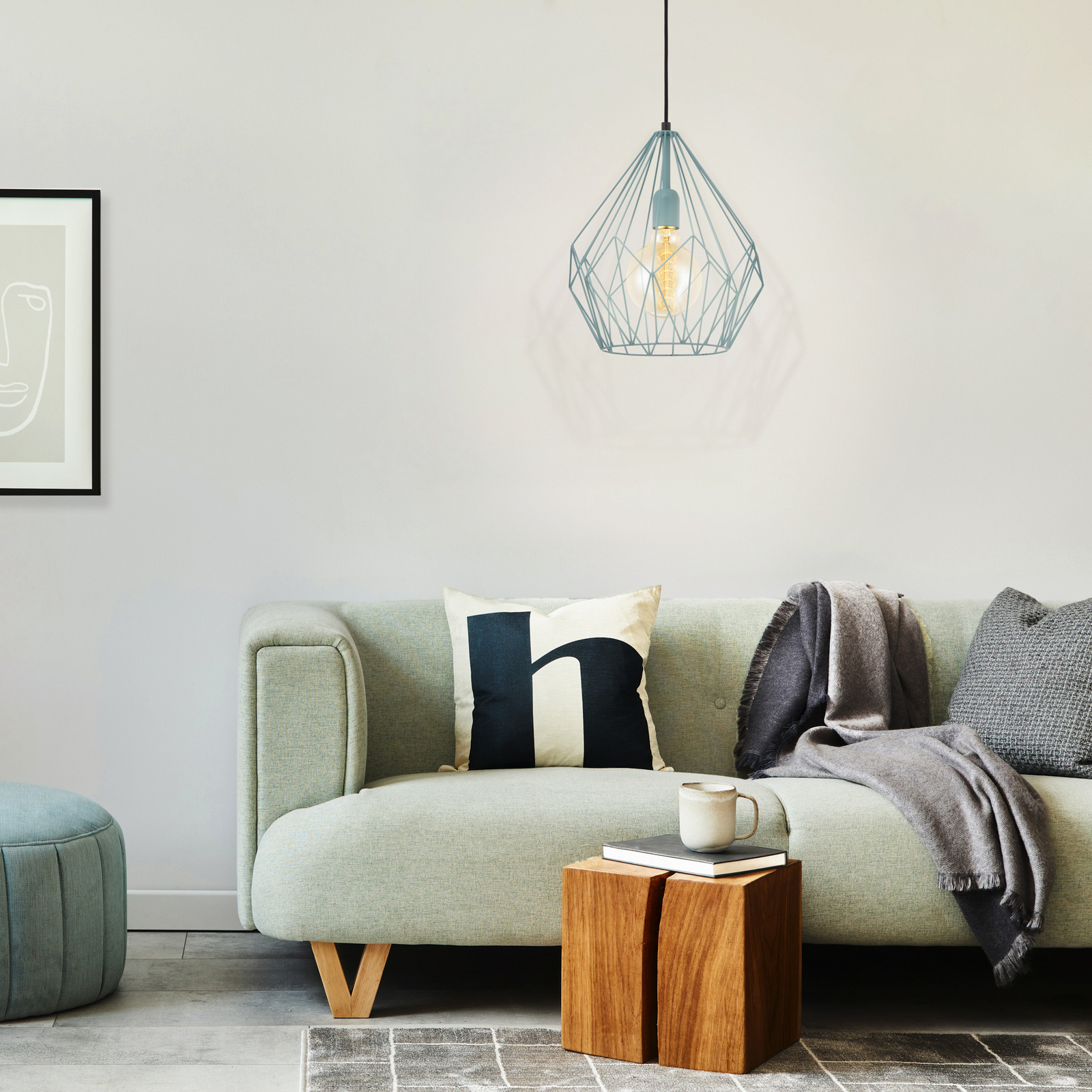 Carlton suspendată, aspect vintage, verde Ø31cm