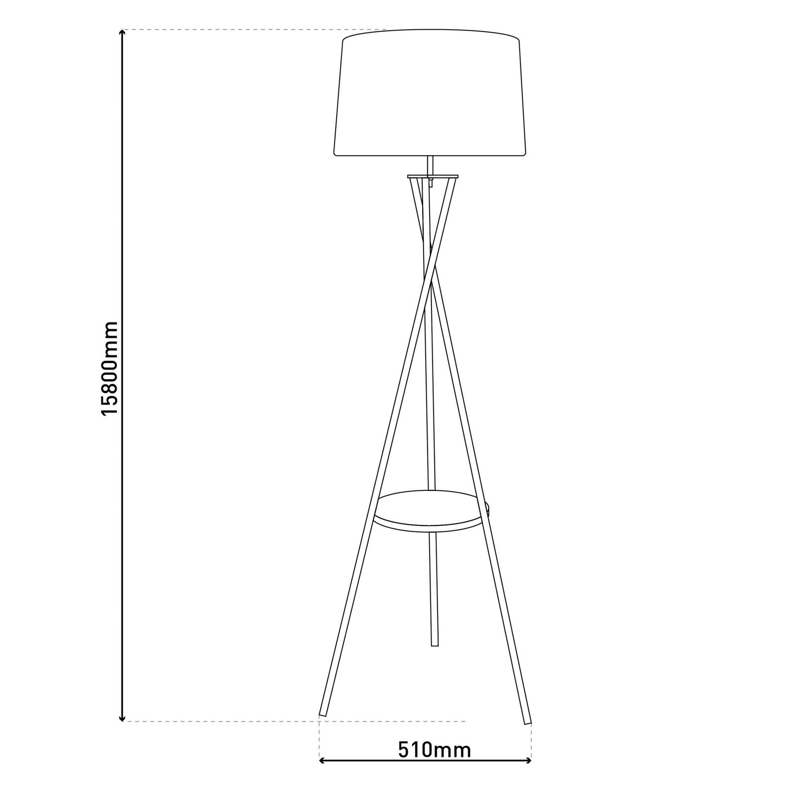 Lampa stojąca Tora, czarny/biały, tekstylny, statyw, wysokość 158 cm