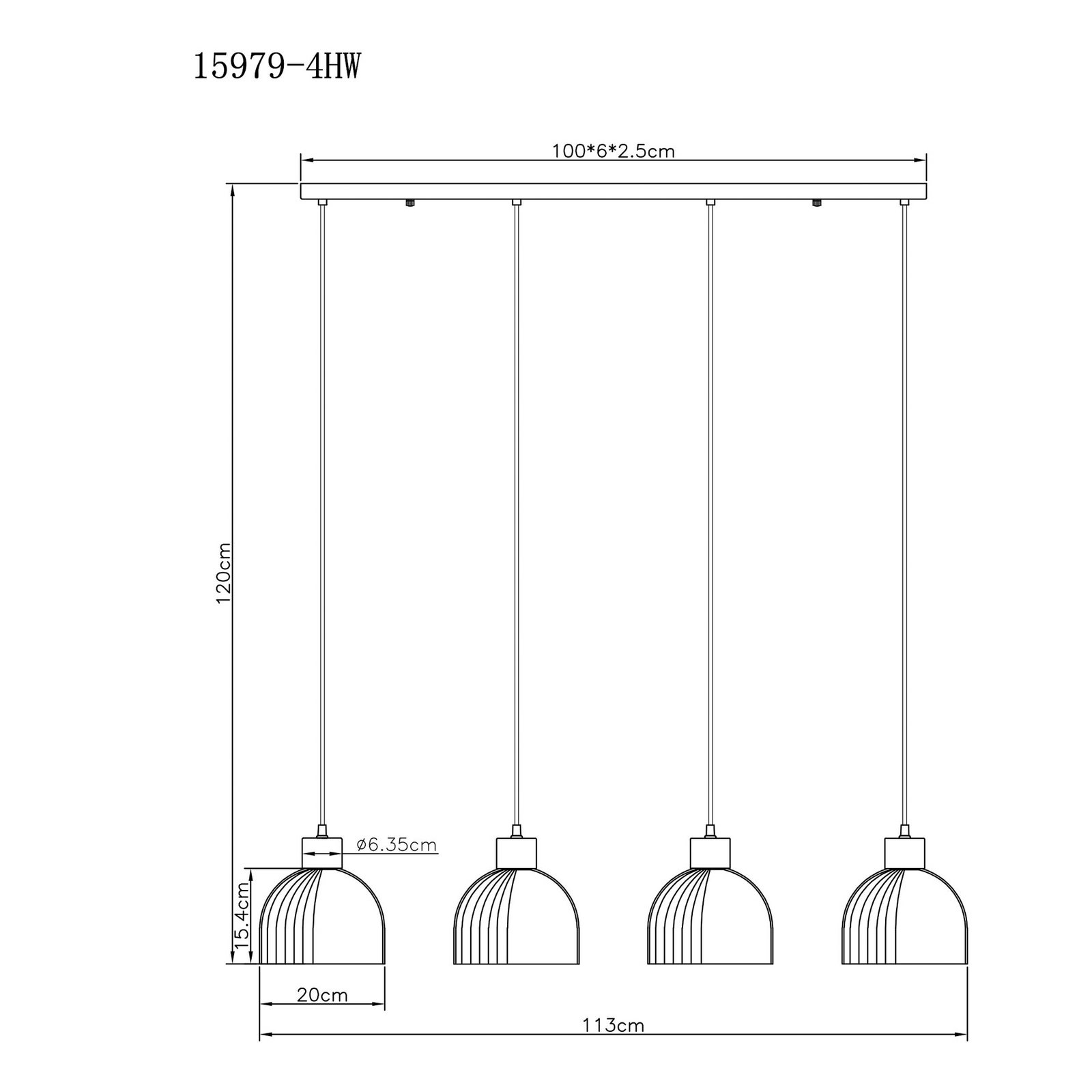 Lampă suspendată Swanson, lungime 113 cm, alb/maro, metal/lemn, 4 becuri Lampă suspendată Swanson, lungime 113 cm, alb/maro, metal/lemn, 4 becuri