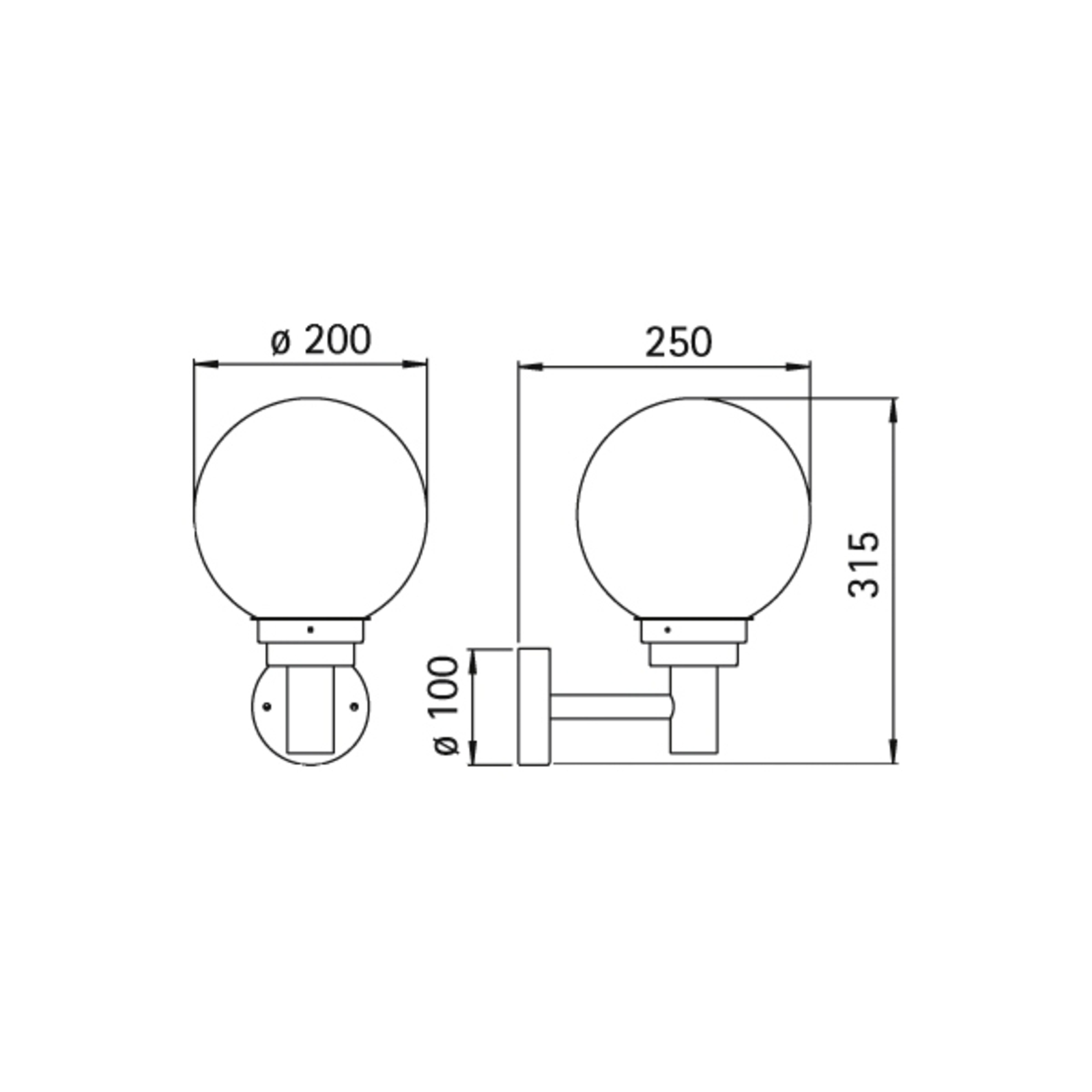 Bolvormige buitenwandlamp 155