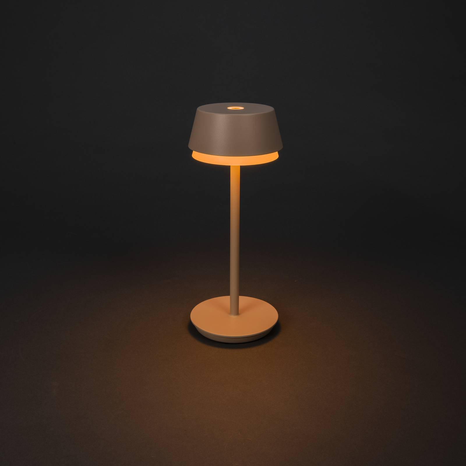 Lampa stołowa LED Lyon, kolor piaskowy, IP54, ściemniany, CCT, RGB