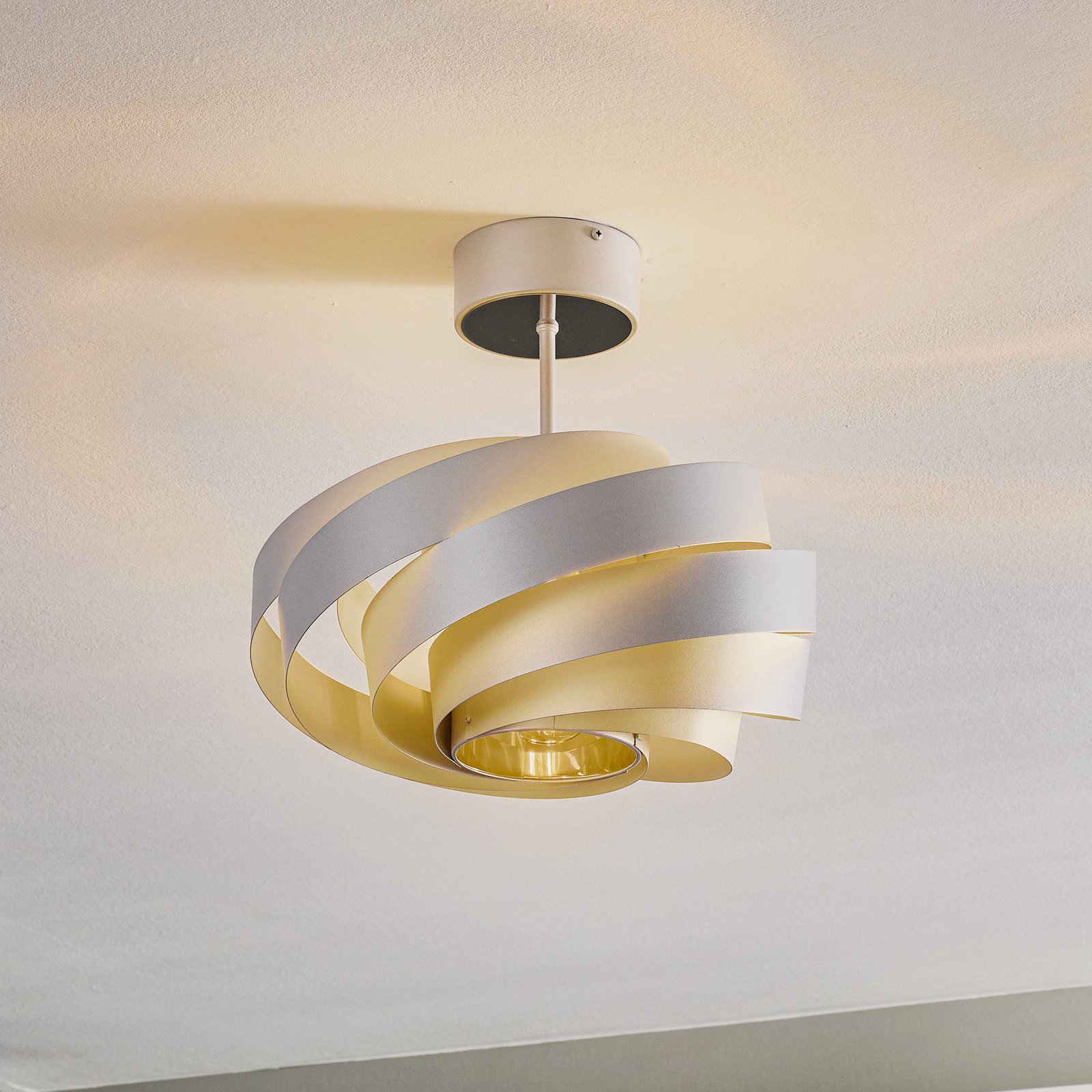 Vento ceiling light, aluminium-coloured, Ø 40 cm, metal
