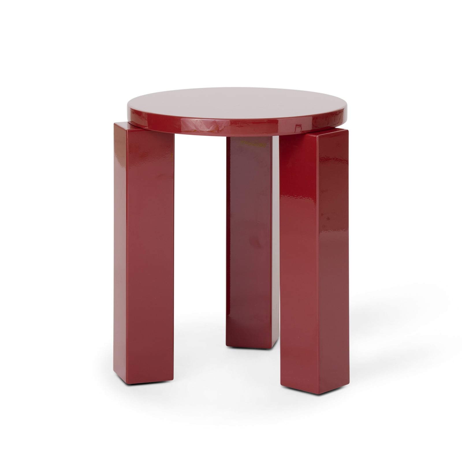 Atlas Hocker, dunkelrot, Ø 36 cm, Holz - New Works Atlas Hocker, dunkelrot, Ø 36 cm, Holz - New Works