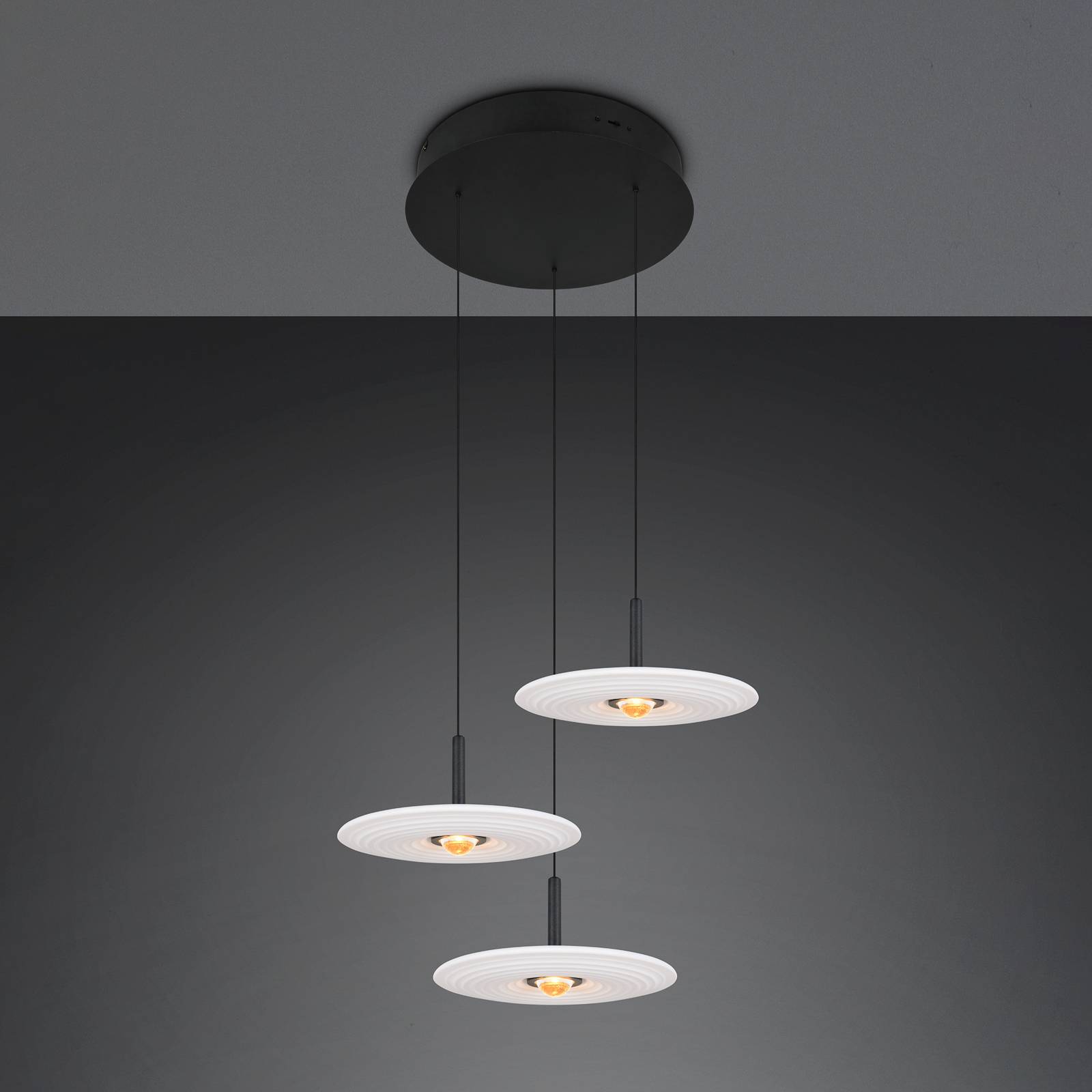 Trio Lighting LED hanglamp Sirena, wit, Ø 41 cm, glas, 3-lamps