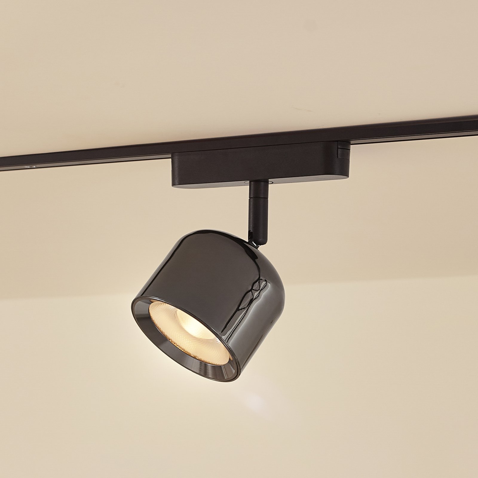 Lindby LED reflektor 48 V Lumaro, sivý, Ø 8,2 cm, hliník