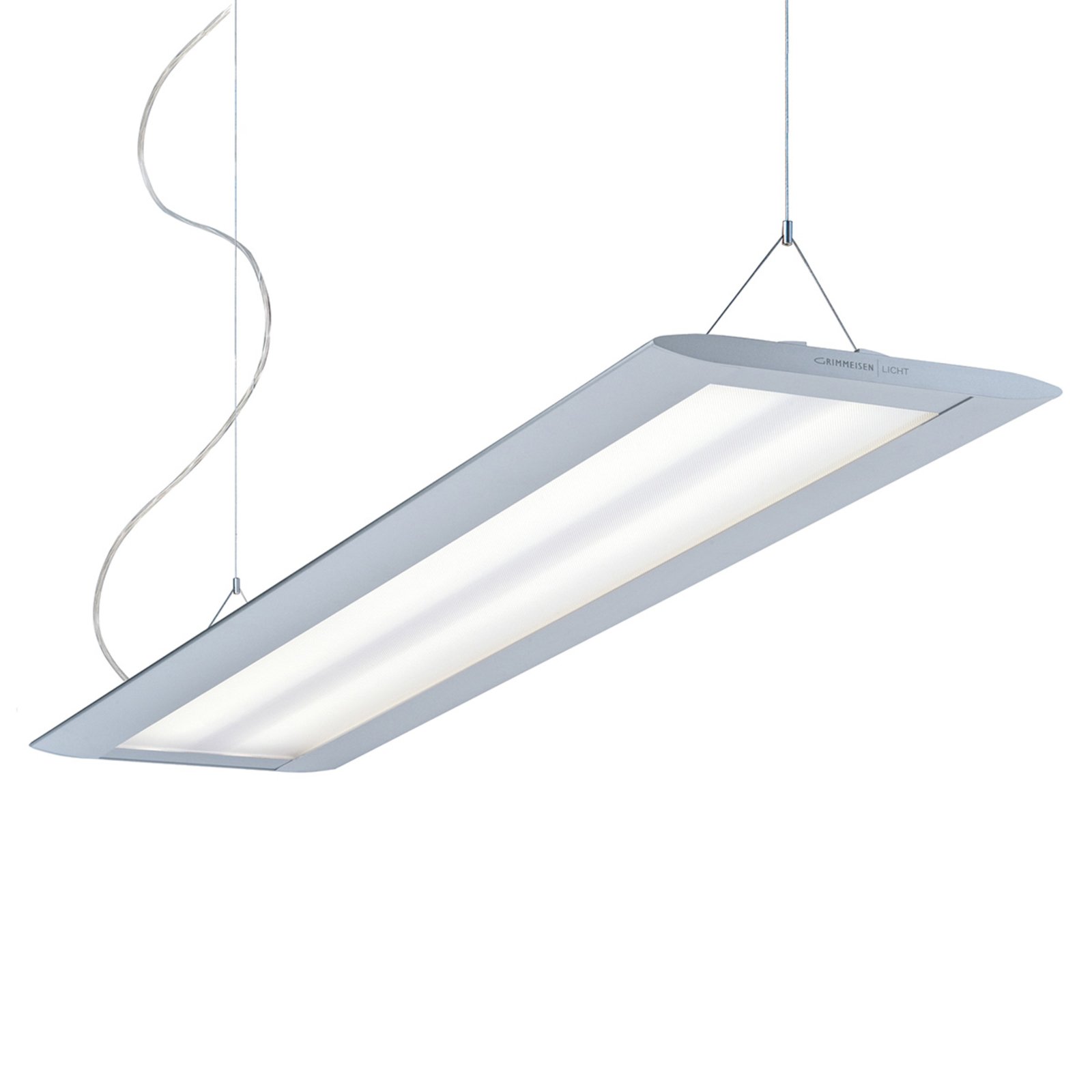 GRIMMEISEN Inspirion Swing LT LED hanging light, for Workroom / Office, anodised aluminium, plastic, 42 W, energy efficiency: A++, L: 125 cm, W: 28 cm, H: 1.8 cm