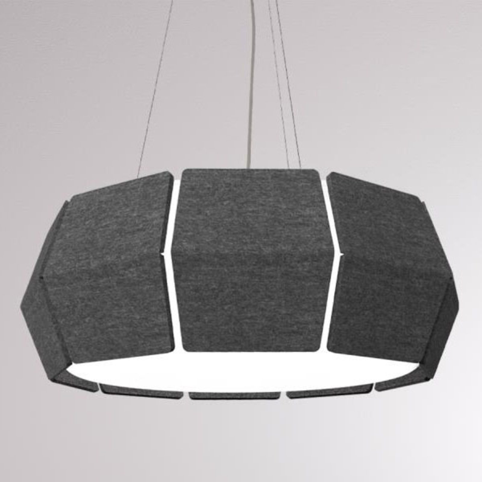 LOUM Decafelt LED pendant lamp black Ø 54 cm, for Living / Dining Room, fabric acoustic elements, plastic, 41 W, energy efficiency: A+, H: 22.4 cm