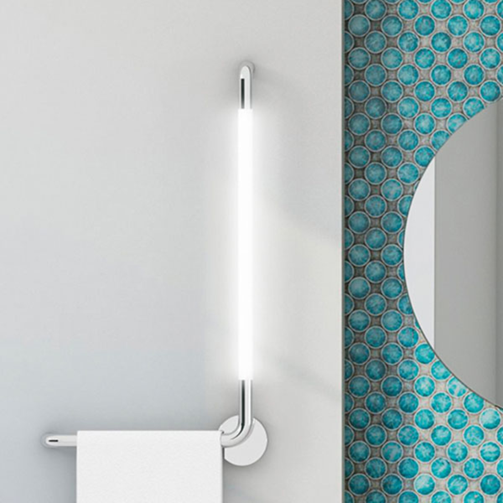 Tubus LED bathroom wall light, right-facing