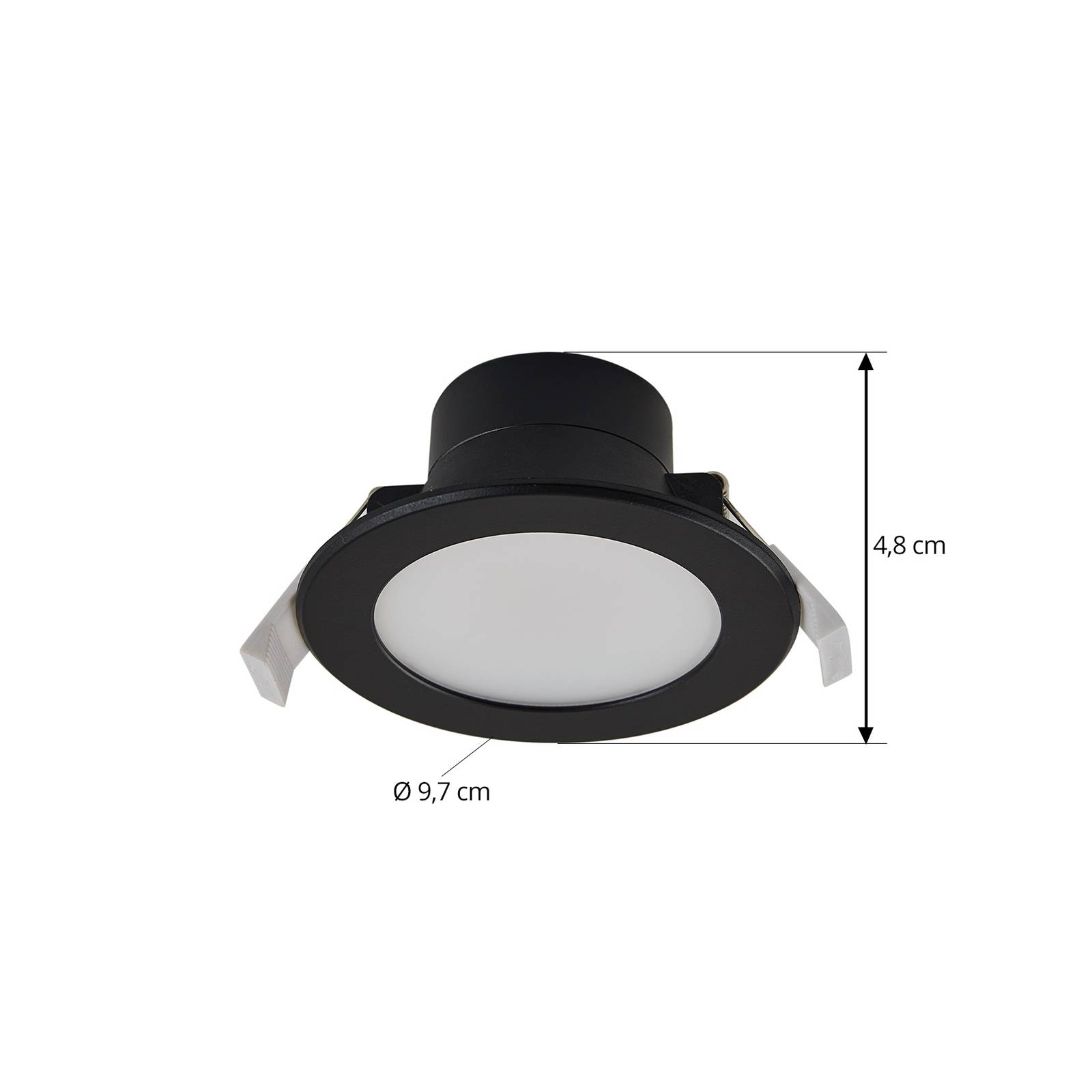 Reflektor wpuszczany LED Prios Rida, czarny, 9,7 cm, 7 W, CCT