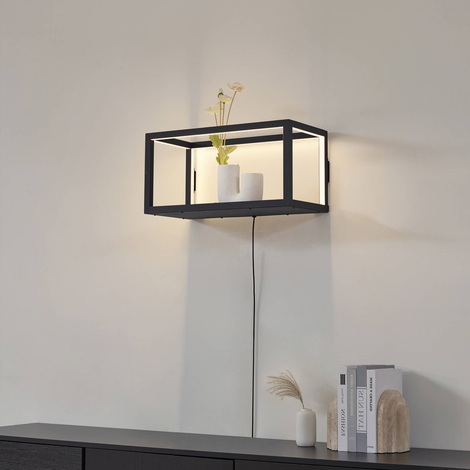 Lindby LED-Wandleuchte Birta, hängend, Stecker, Regal, 51 cm günstig online kaufen