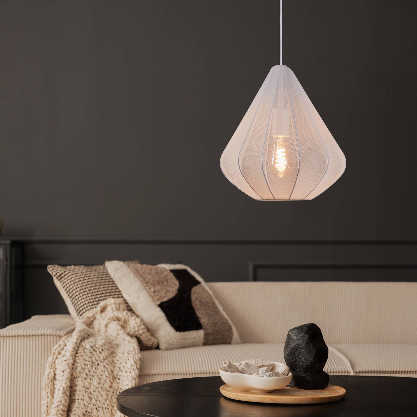 EGLO Hanglamp Dolwen, wit, Ø 33,5 cm, stof