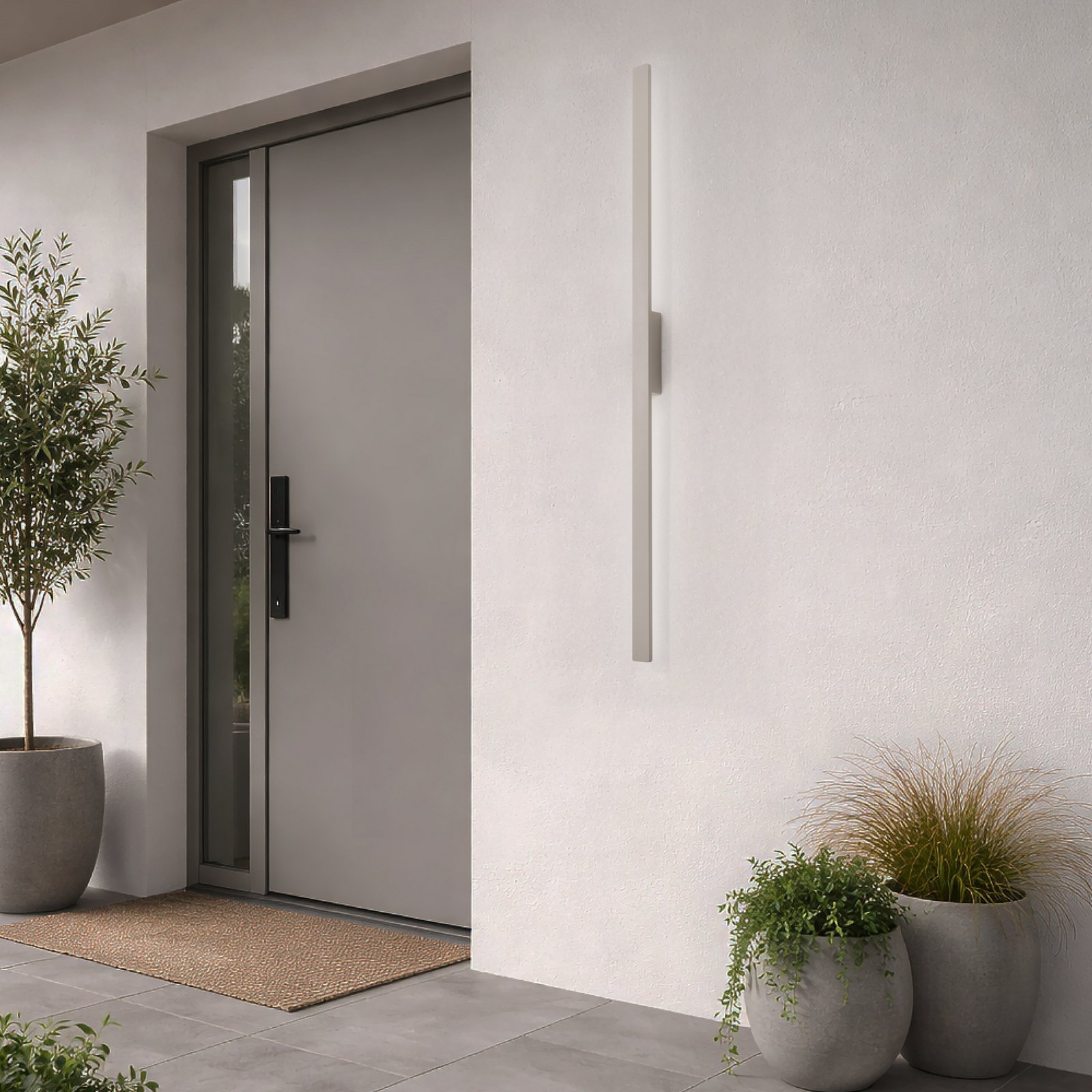 LED-vegglampe Demi L, sand, aluminium, høyde 144 cm, IP54 LED-vegglampe Demi L, sand, aluminium, høyde 144 cm, IP54