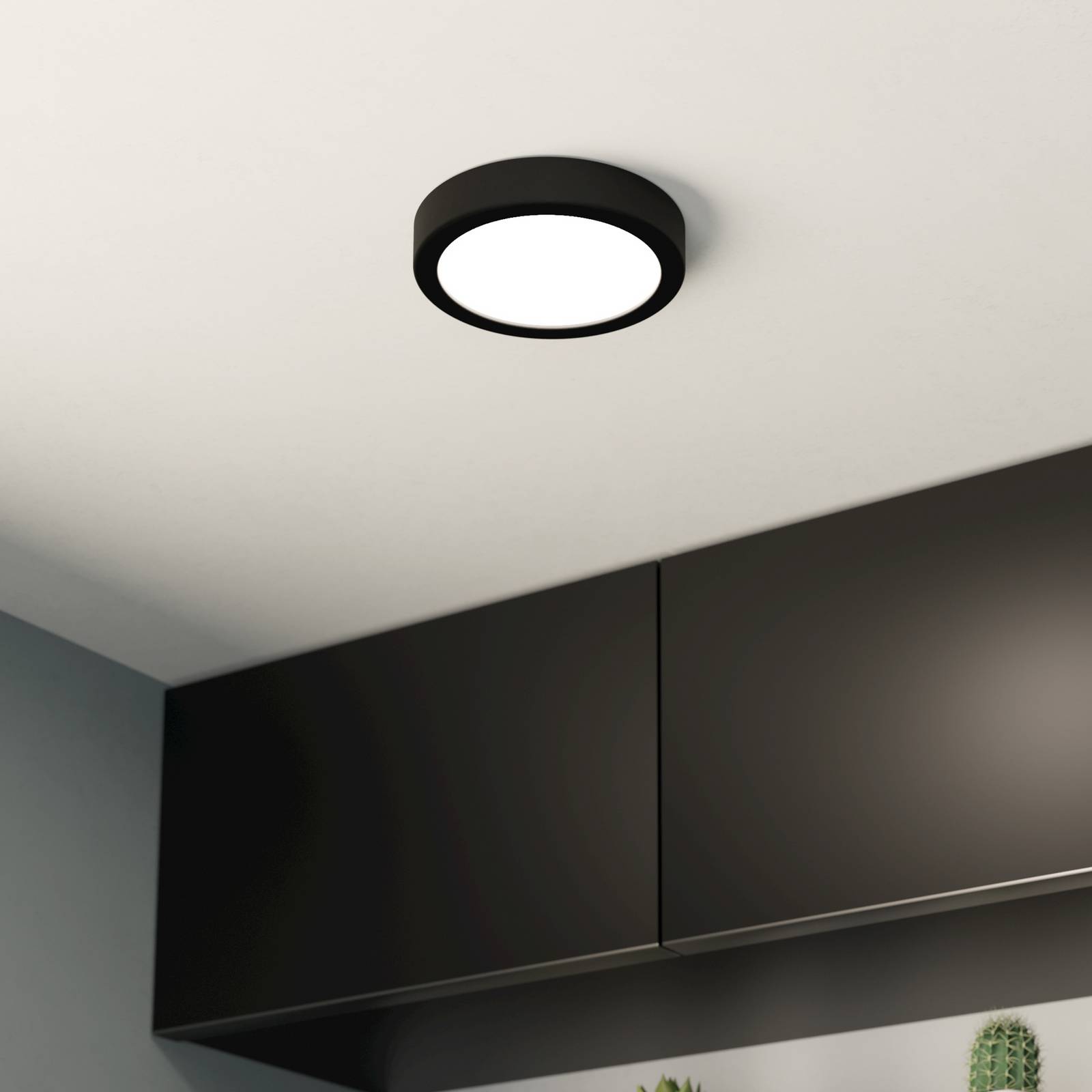 LED-Deckenlampe Fueva 5 IP44 3000K schwarz Ø16cm günstig online kaufen