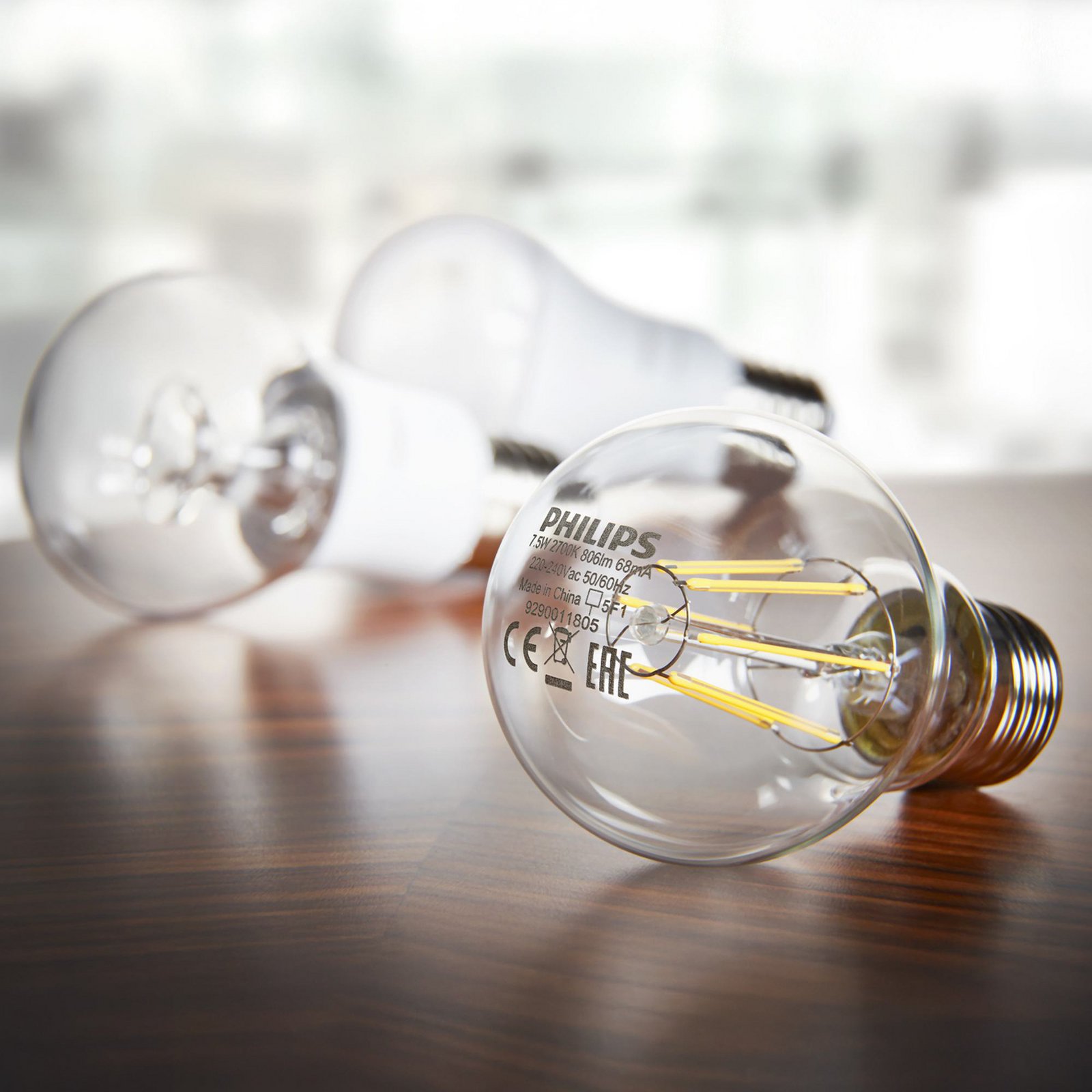Philips LED-pære E14 P45 4,3W 470lm 2700K filament 3-pak