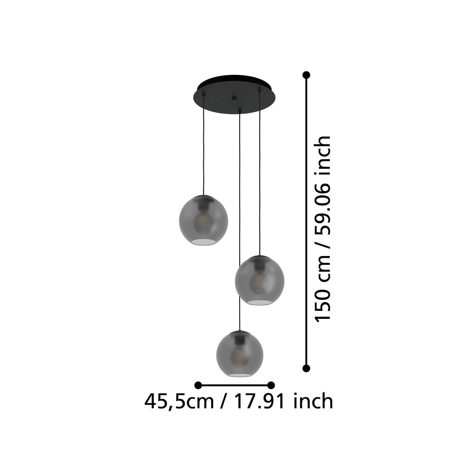 Stars of Light hänglampa Arangona, grå, Ø 46 cm, 3 lampor