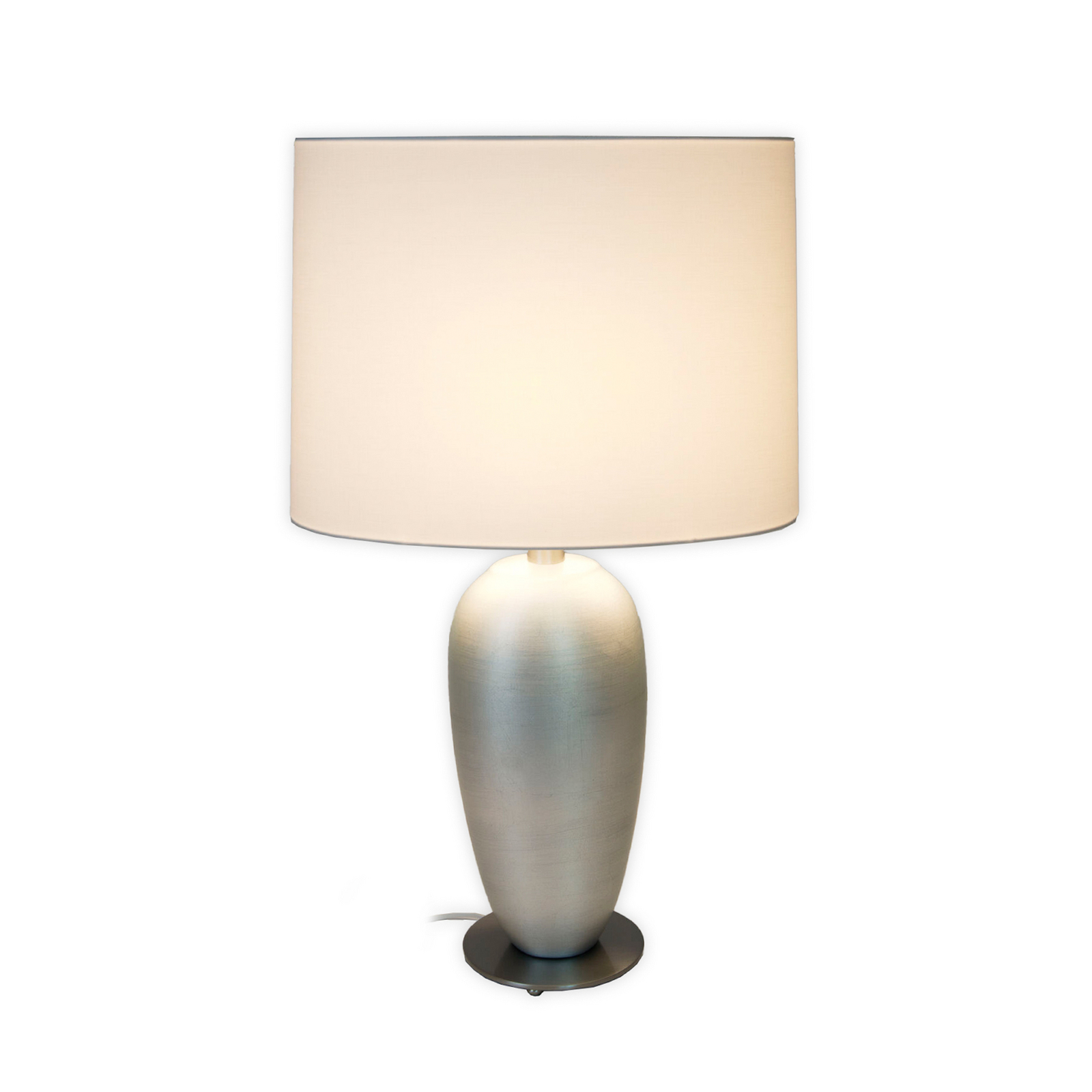 Lampada da tavolo OMEGA OVAL, argento/bianco, altezza 65 cm, ceramica E27