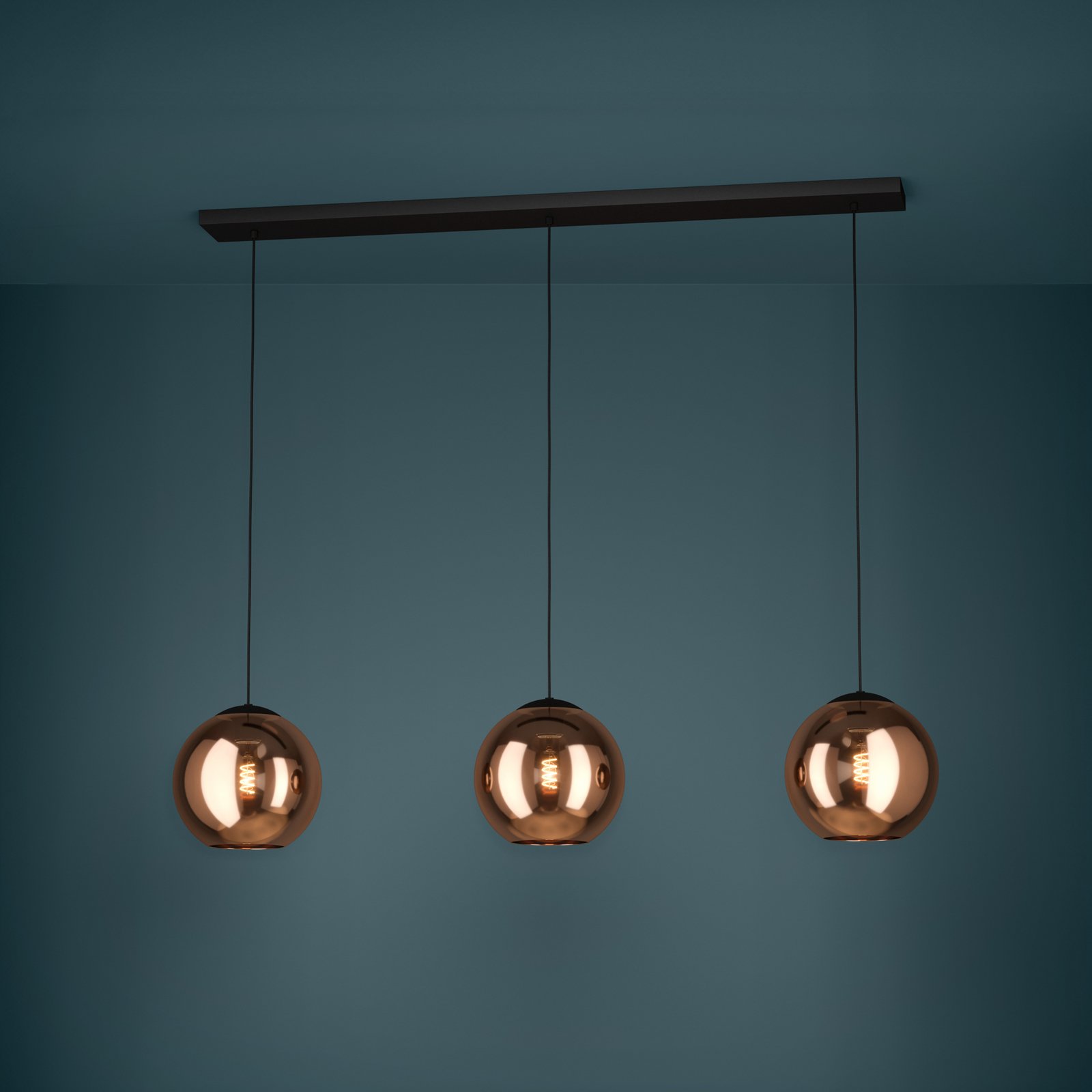 EGLO Stars Of Light suspension Cordoba, à 3 lampes, longue, cuivre