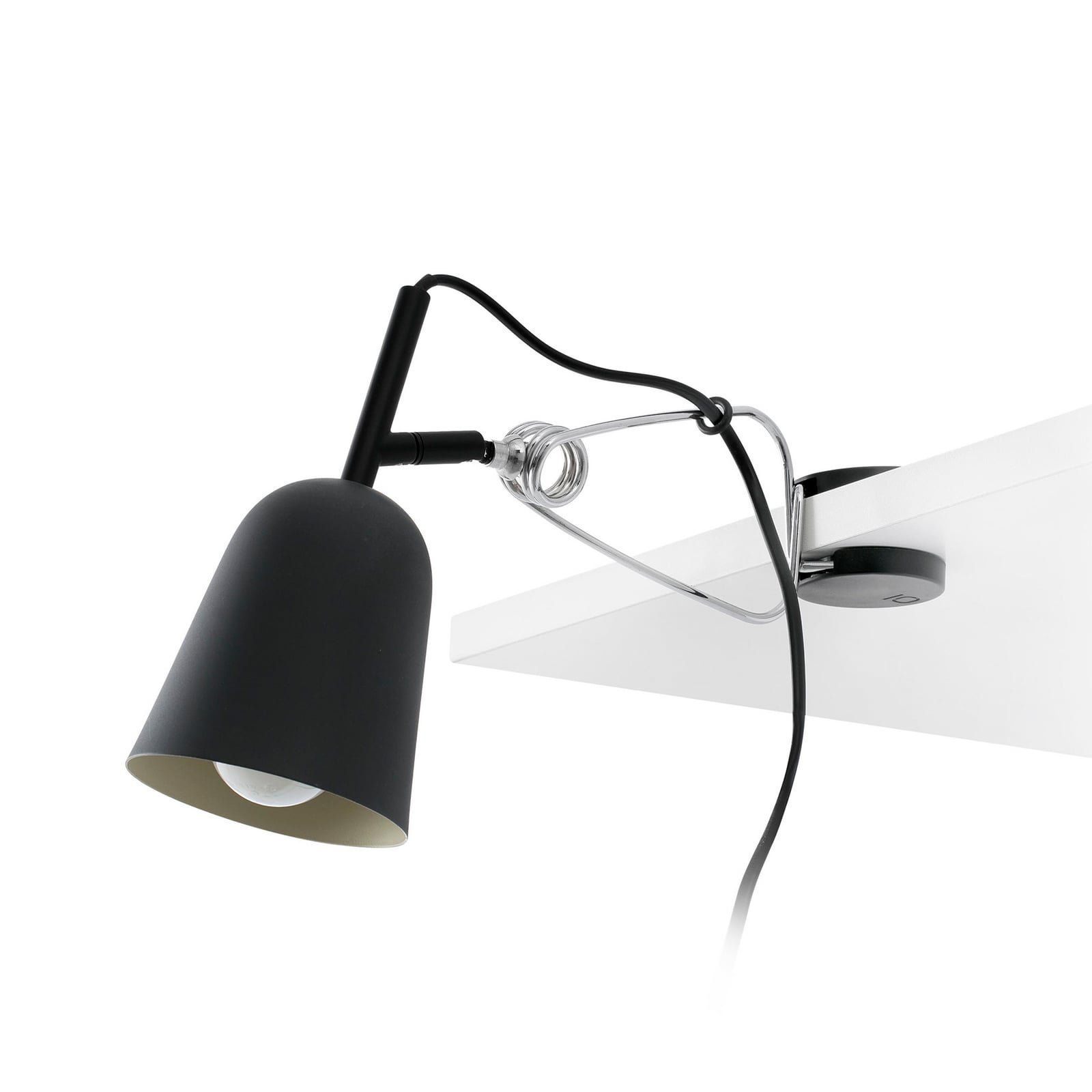 Lampa z klipsem, czarna/kremowa, metalowa