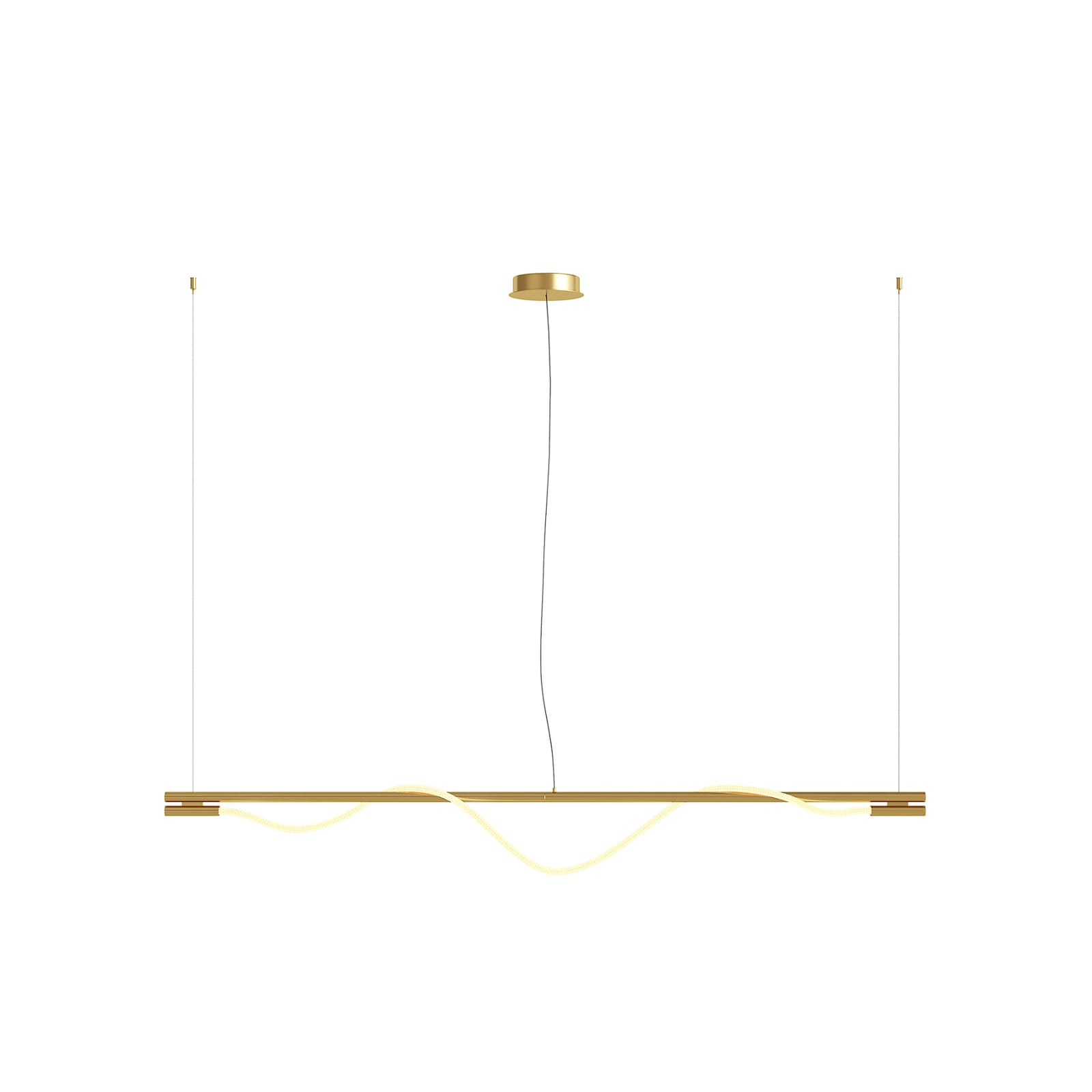 Maytoni LED висящо осветление Tau, златист цвят, дължина 180 cm, алуминий