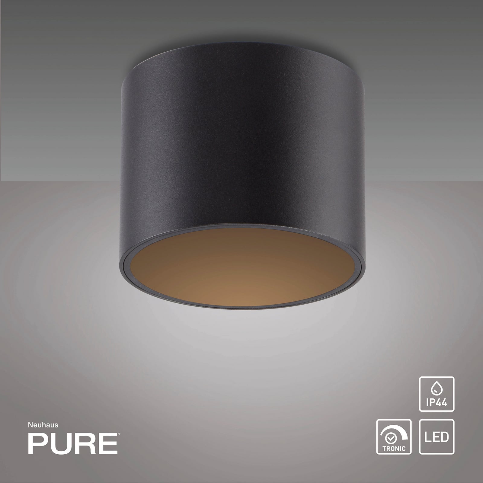 Point LED-Bad-Deckenlampe, schwarz, Ø 18 cm, IP44 - PURE Point LED-Bad-Deckenlampe, schwarz, Ø 18 cm, IP44 - PURE