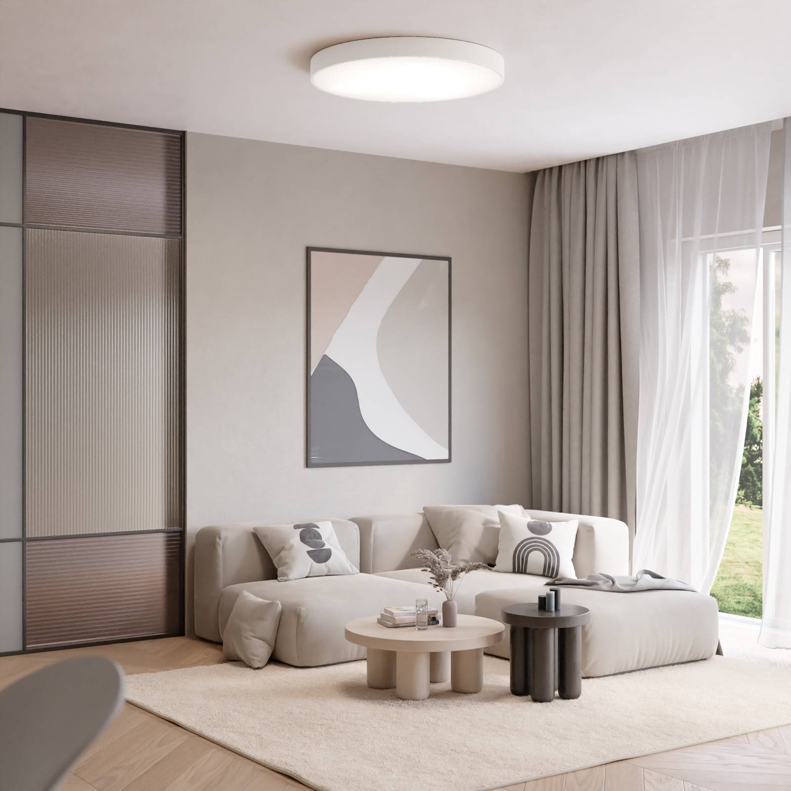 TEMAR LIGHTING Plafondlamp Cleo 600, wit, sensor, IP20, Ø 60 cm, metaal