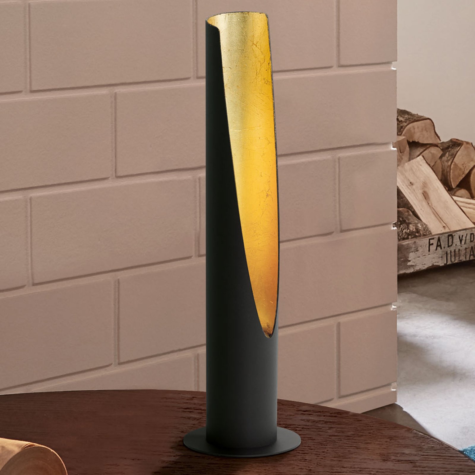 Barbotto LED table lamp in black and gold